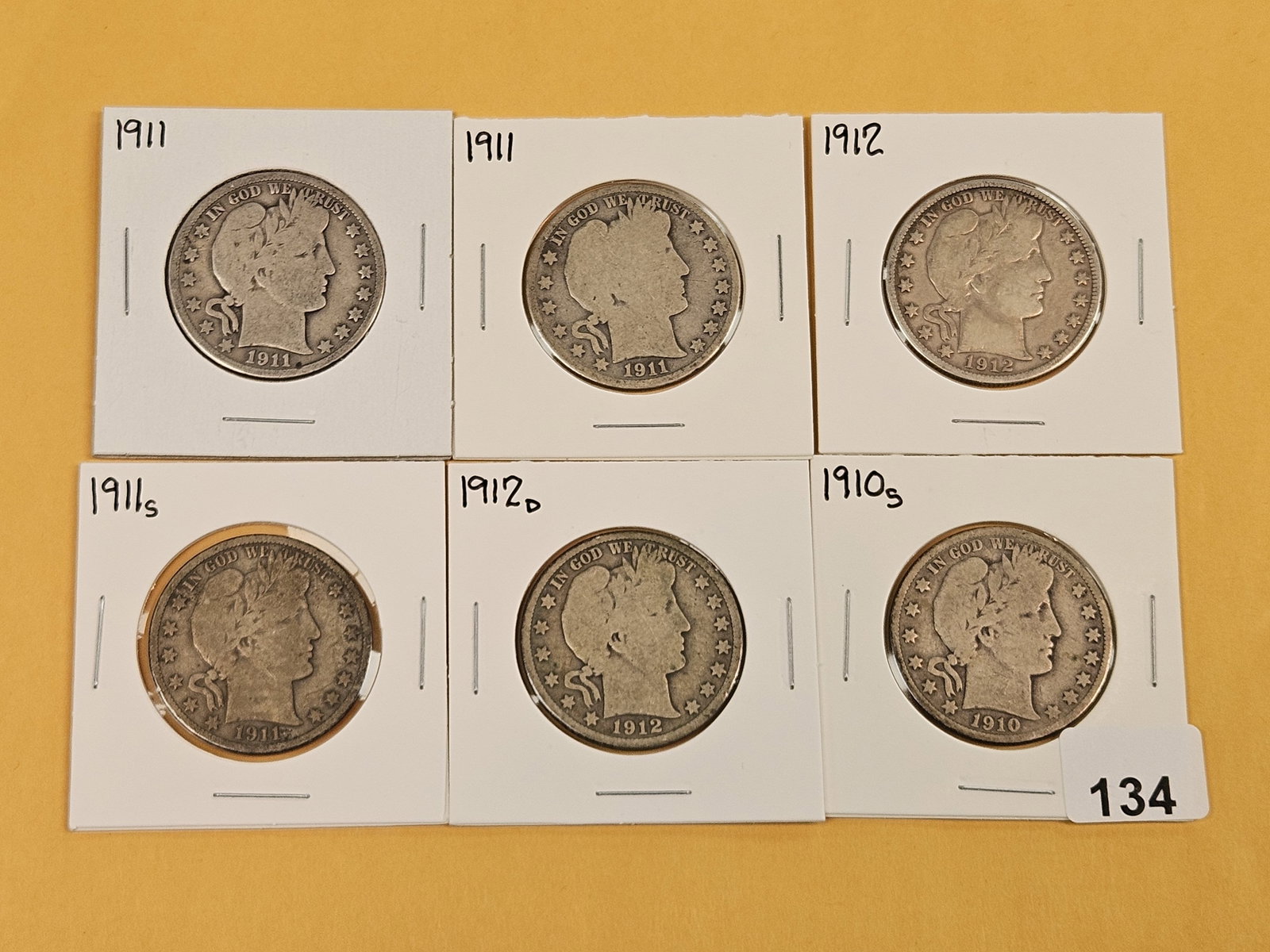 Six mixed Barber Silver Half Dollars - 2