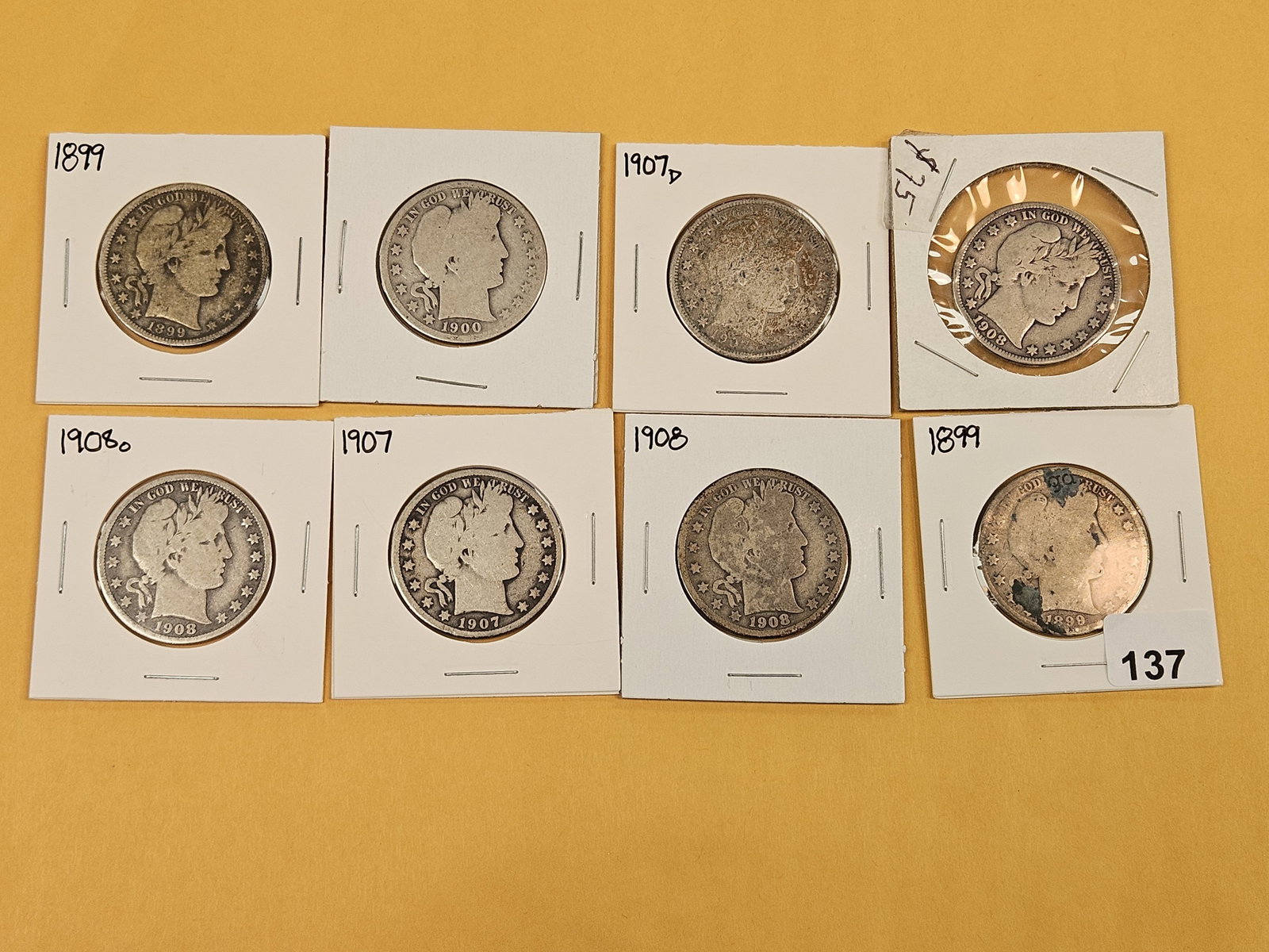 Eight mixed Barber Silver Half Dollars - 2