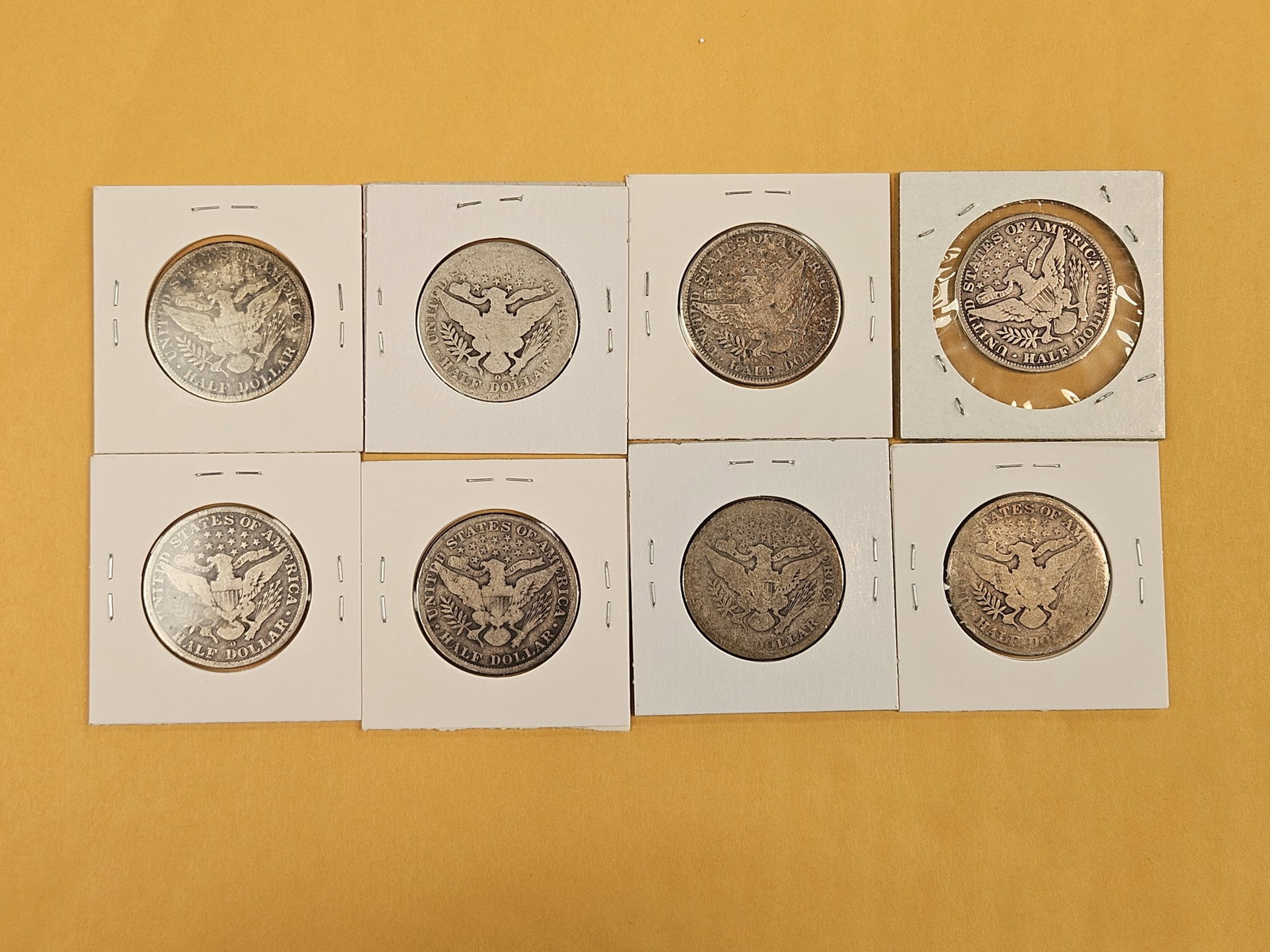Eight mixed Barber Silver Half Dollars - 3