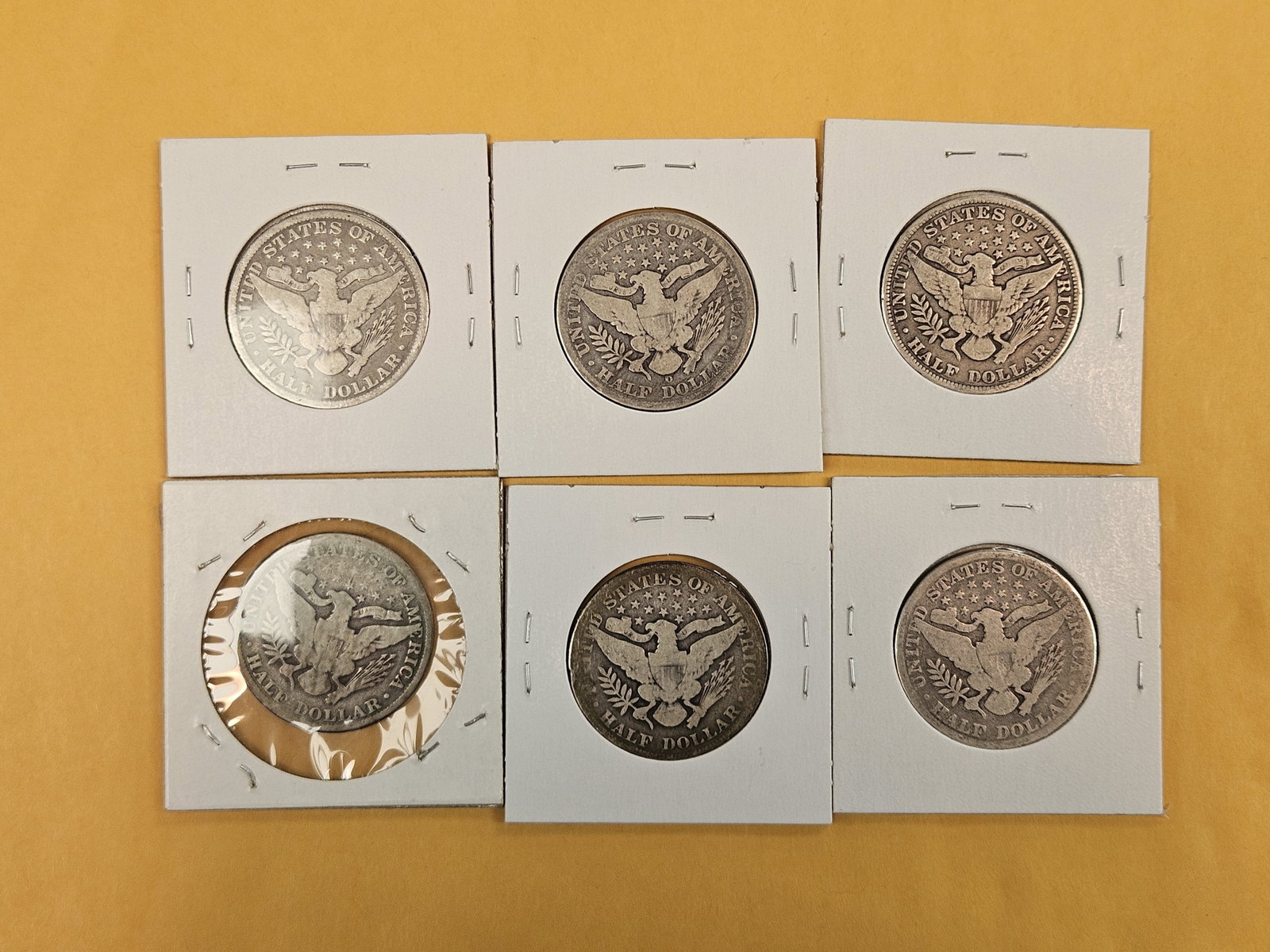 Six mixed Barber Silver Half Dollars - 3