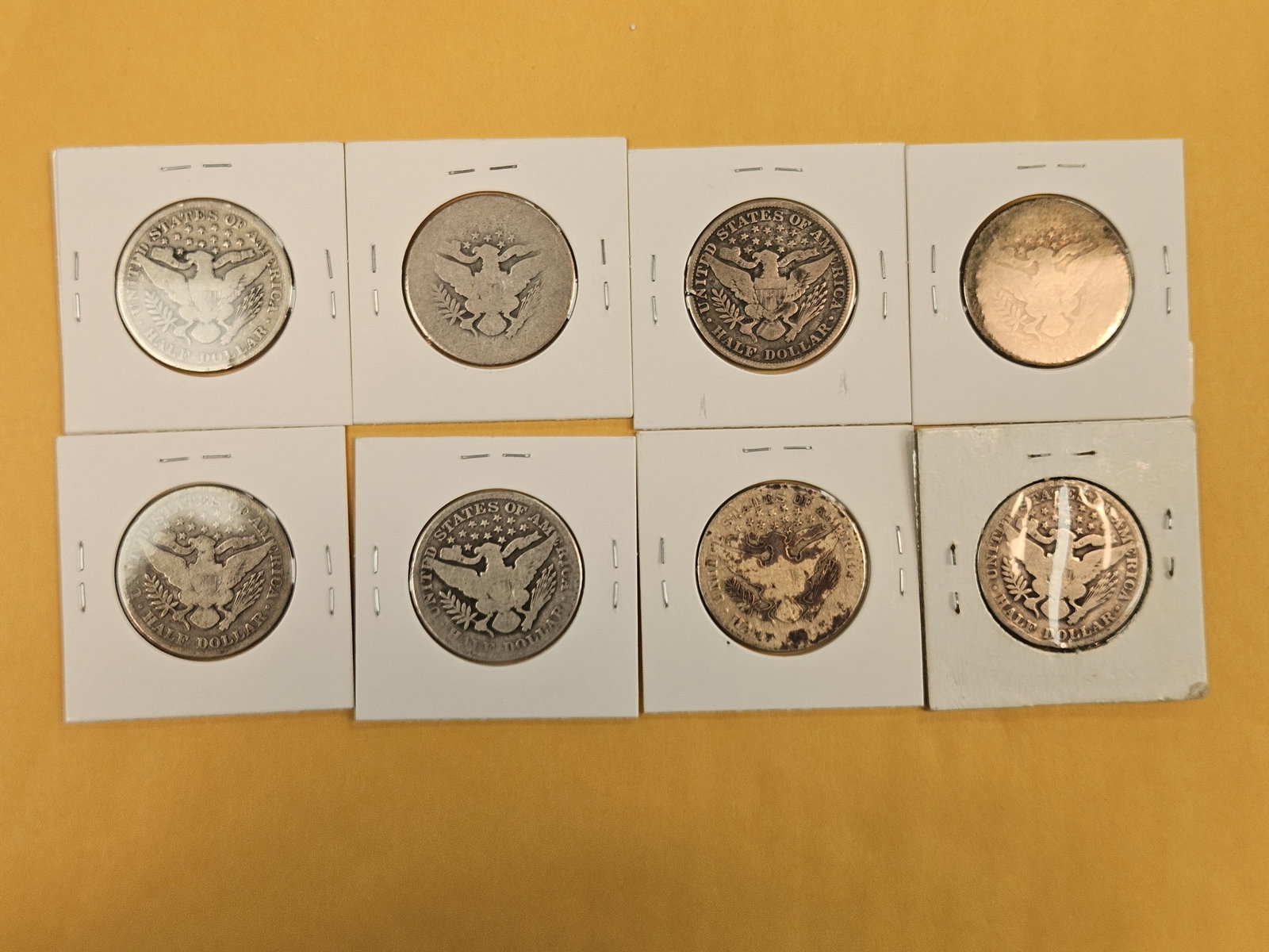 Eight mixed Barber Silver Half Dollars - 3