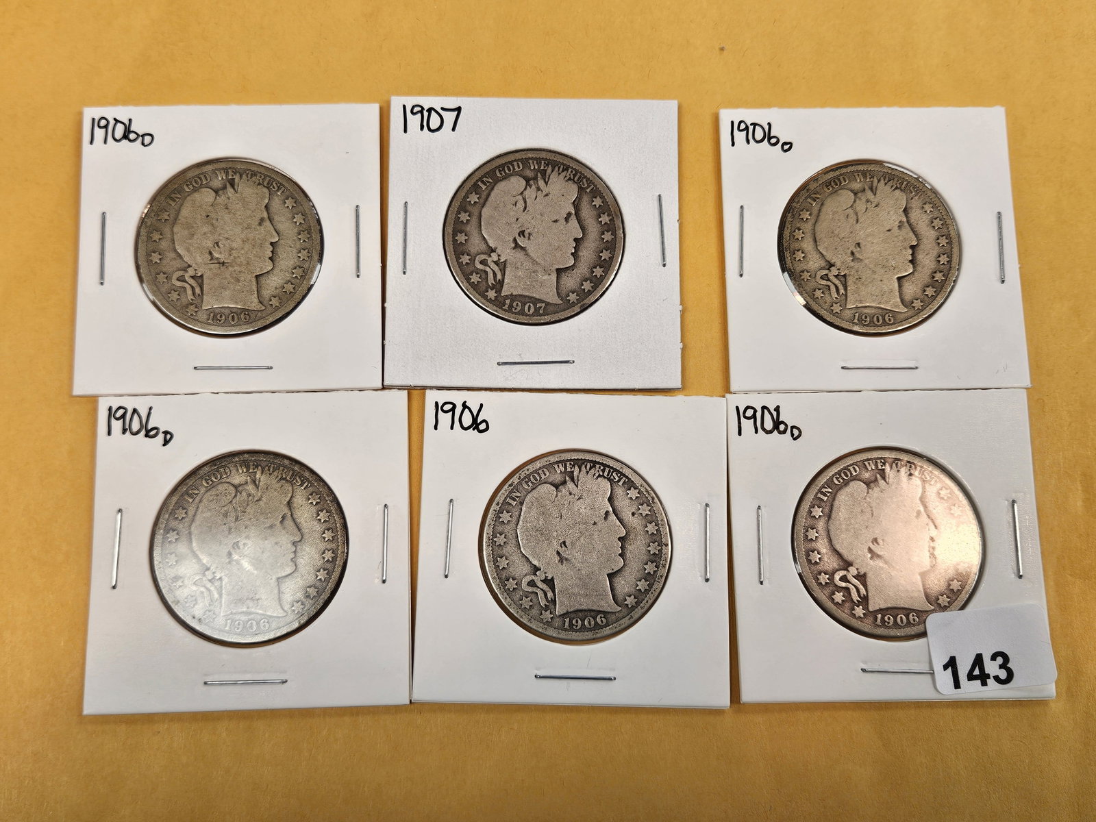 Six mixed Barber Silver Half Dollars - 2