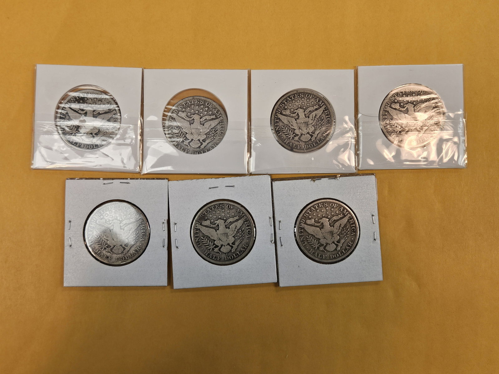 Seven mixed Barber Silver Half Dollars - 3