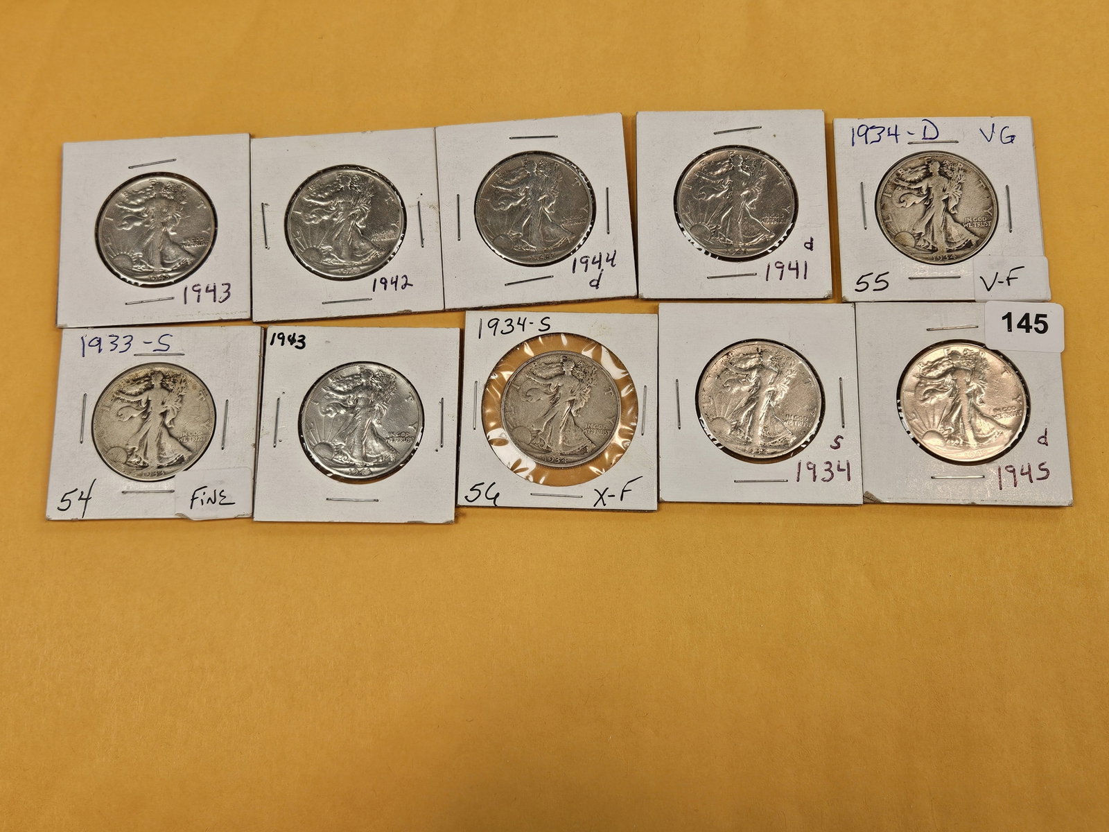 Ten mixed silver Walking Liberty Half Dollars - 2