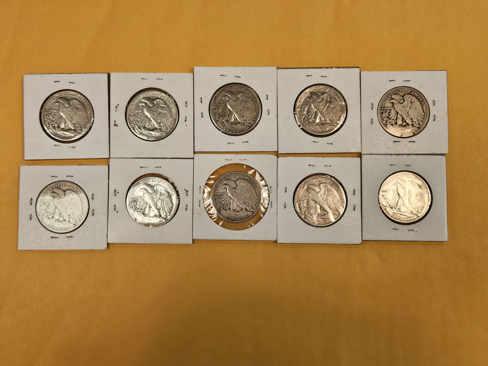 Ten mixed silver Walking Liberty Half Dollars - 3