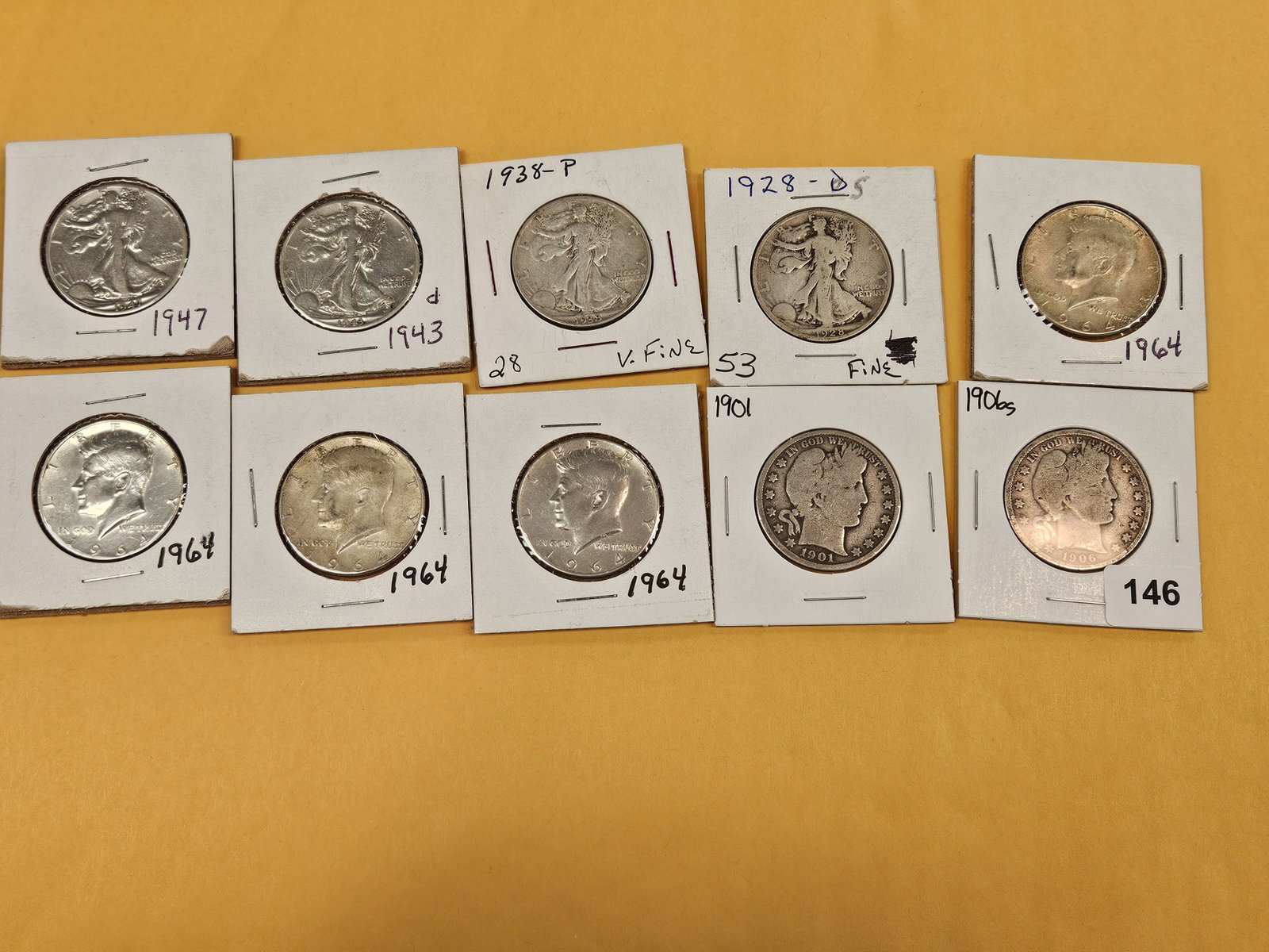 Ten mixed silver Half Dollars - 2