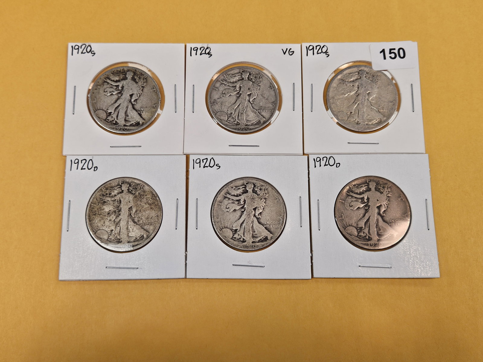 Six early date Walking Liberty silver half dollars - 2