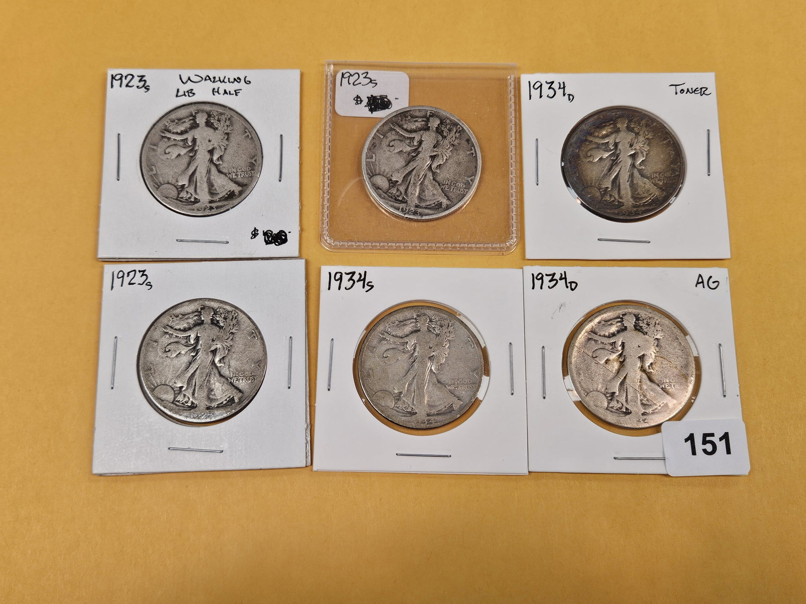 Six early date Walking Liberty silver half dollars - 2