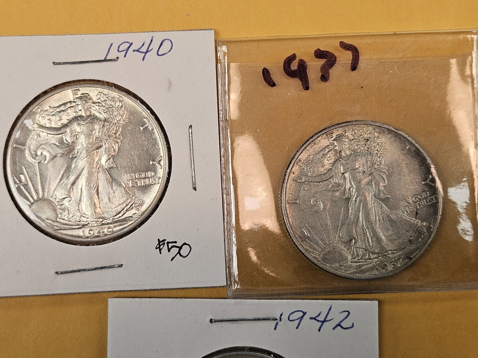 Three About Uncirculated Walking Liberty silver half dollars - 2