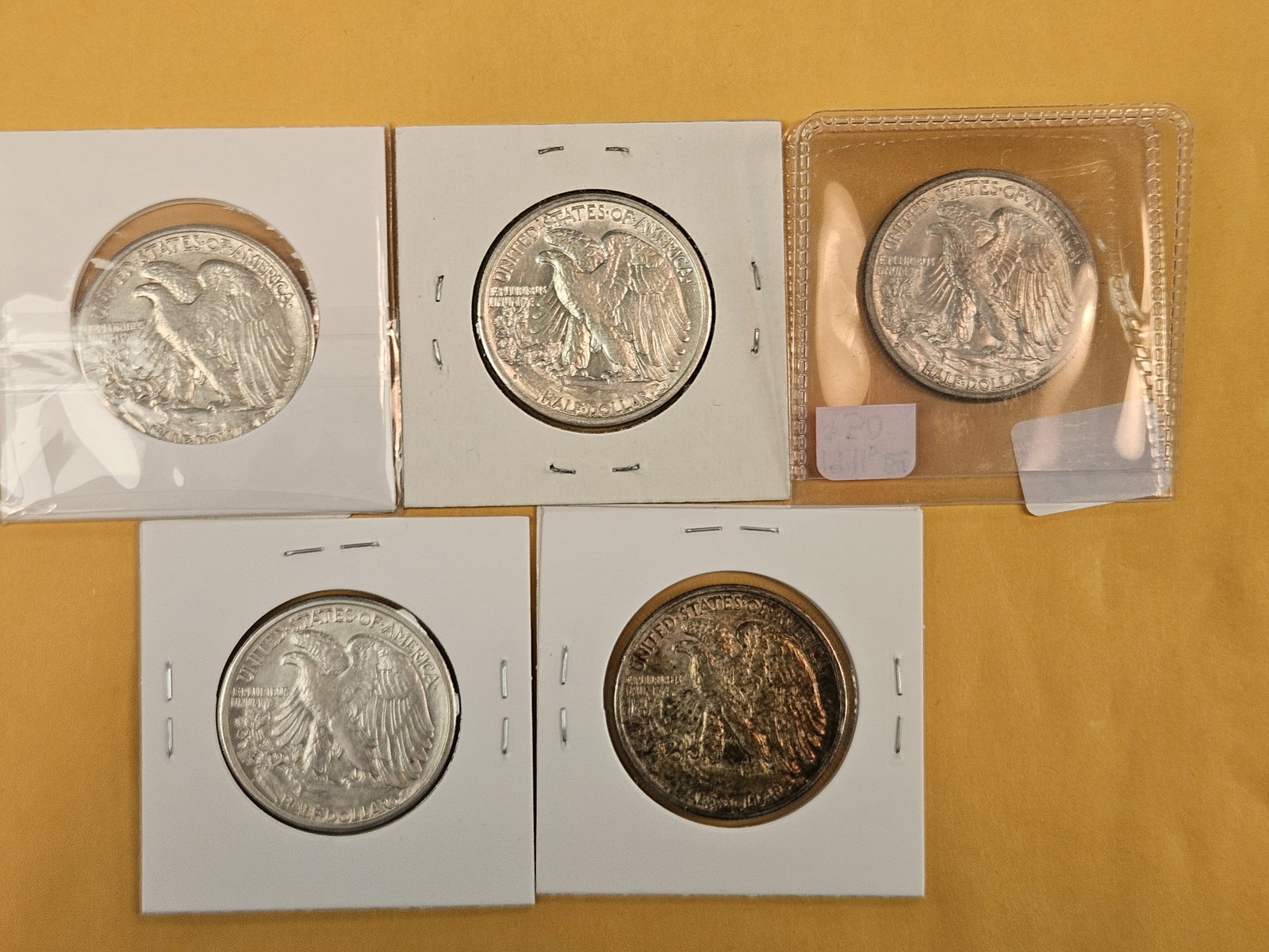 Five Walking Liberty Silver Half Dollars - 5