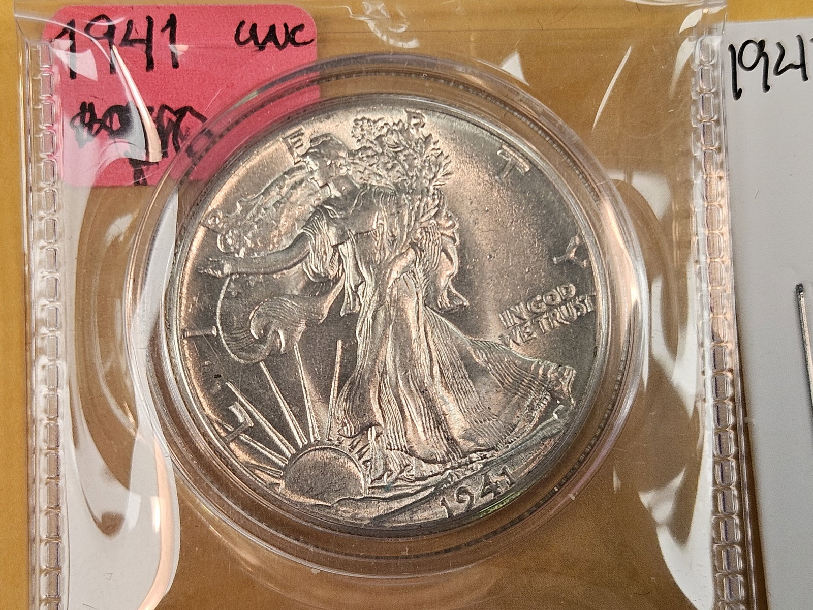 Four Bright About Uncirculated plus Walking Liberty silver Half Dollars - 2