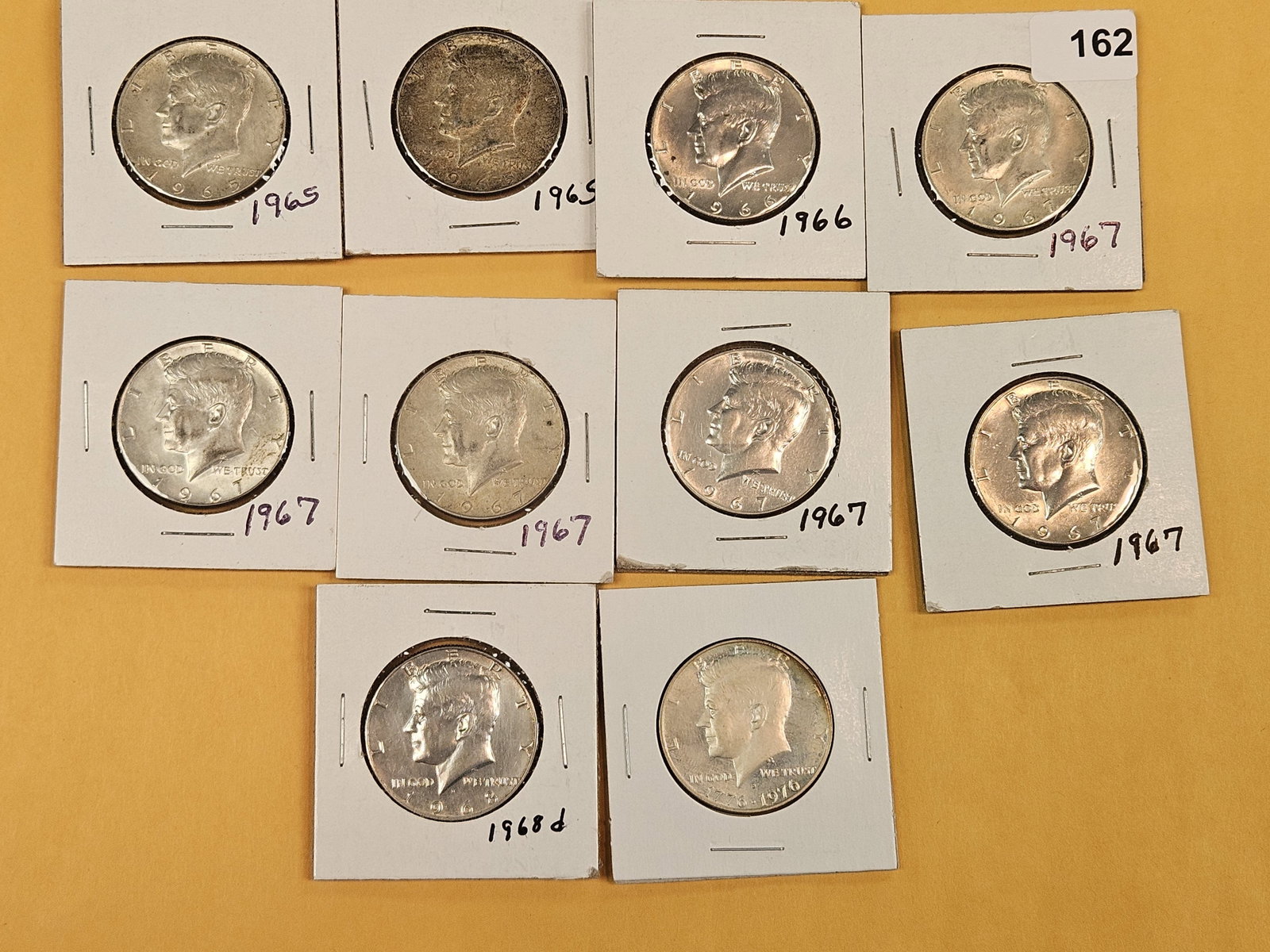 Ten mixed silver Kennedy Half Dollars - 2