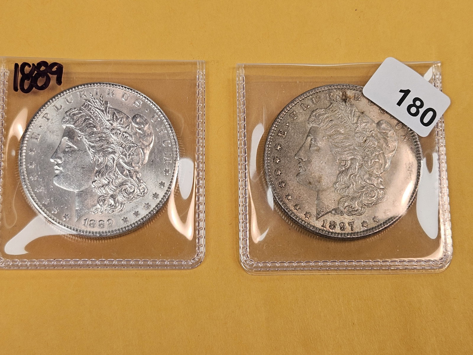 Two Brilliant About Uncirculated plus Morgan Silver Dollars - 2