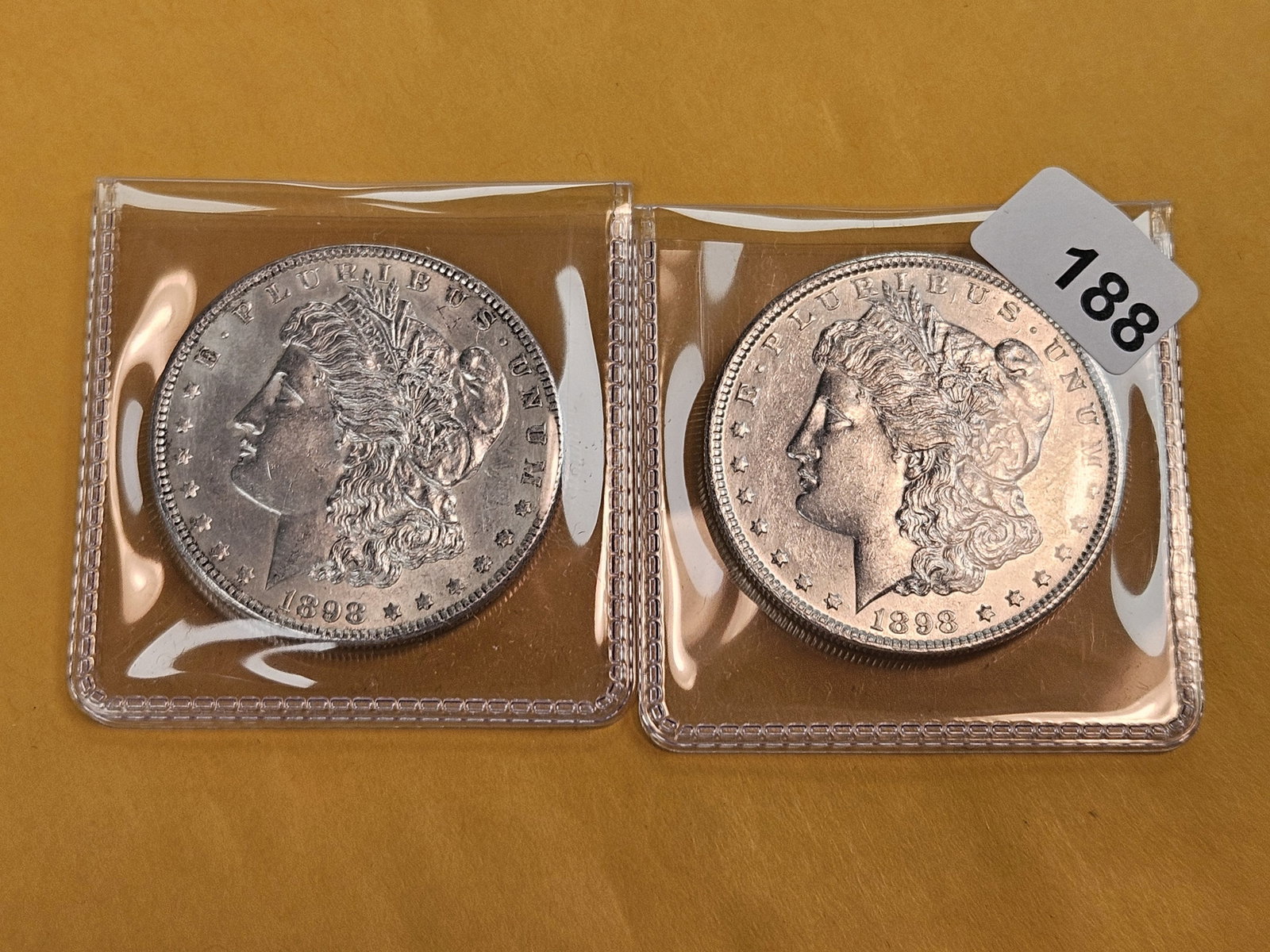 Two Brilliant About Uncirculated plus Morgan Silver Dollars - 2
