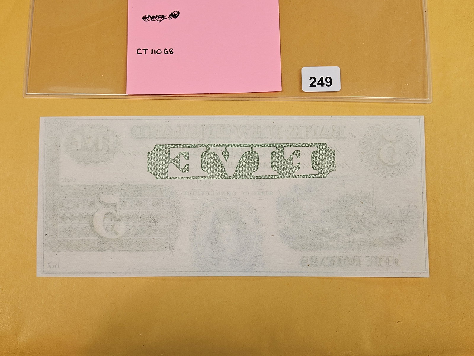 GEM Crisp Uncirculated 1850's Obsolete Five Dollar Note - 3