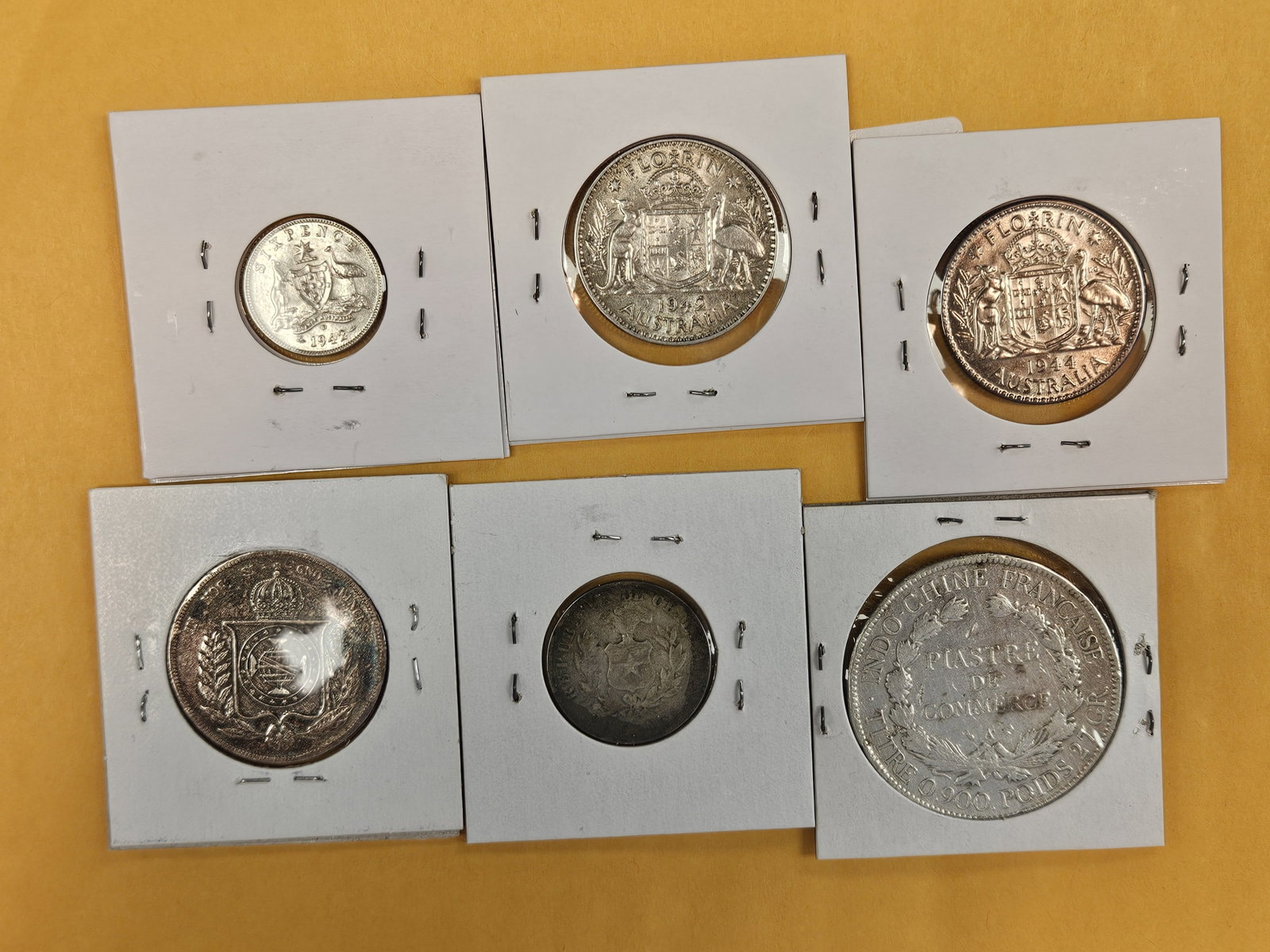 Six mixed, silver, World coins - 3