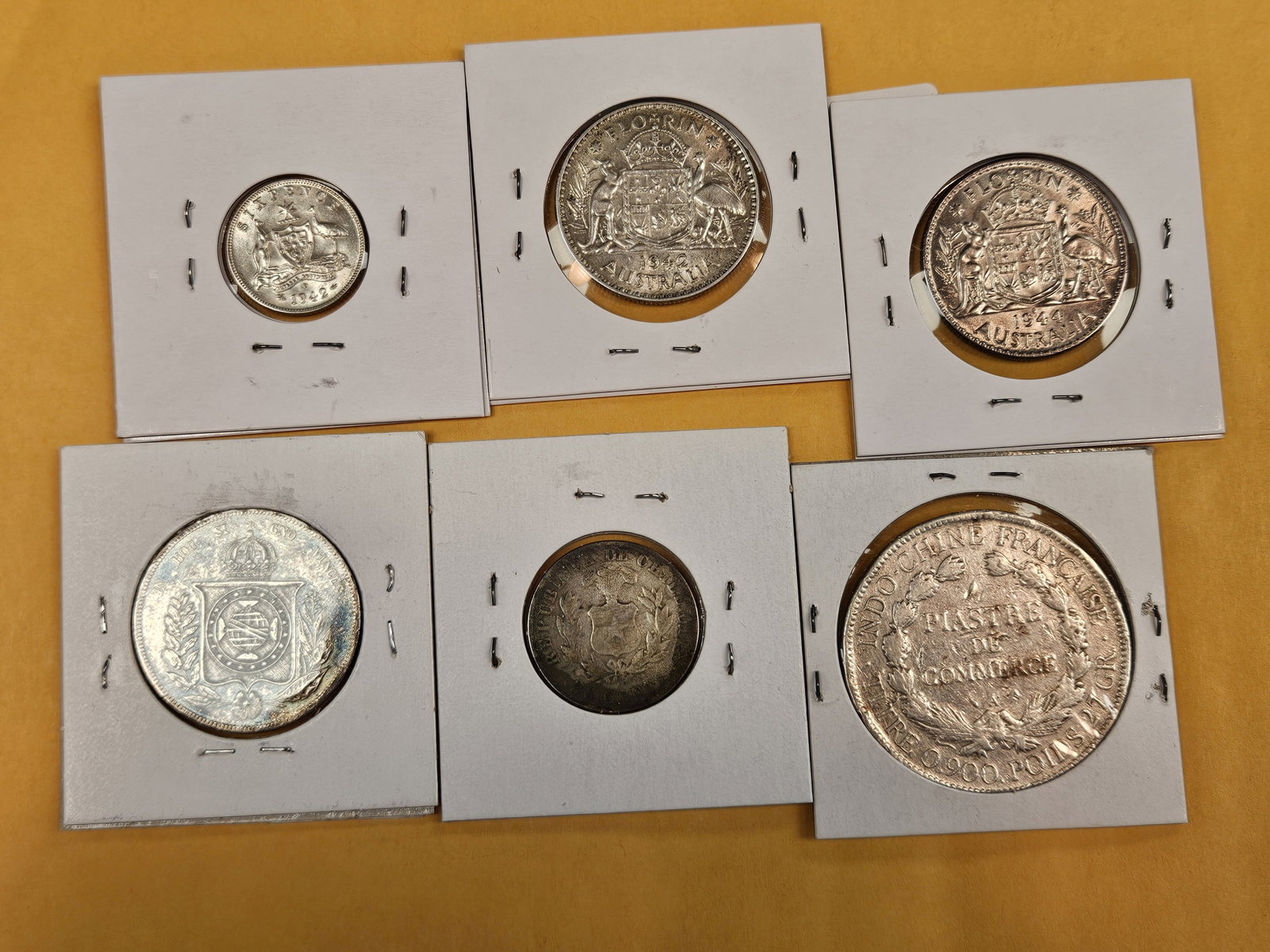 Six mixed, silver, World coins - 4