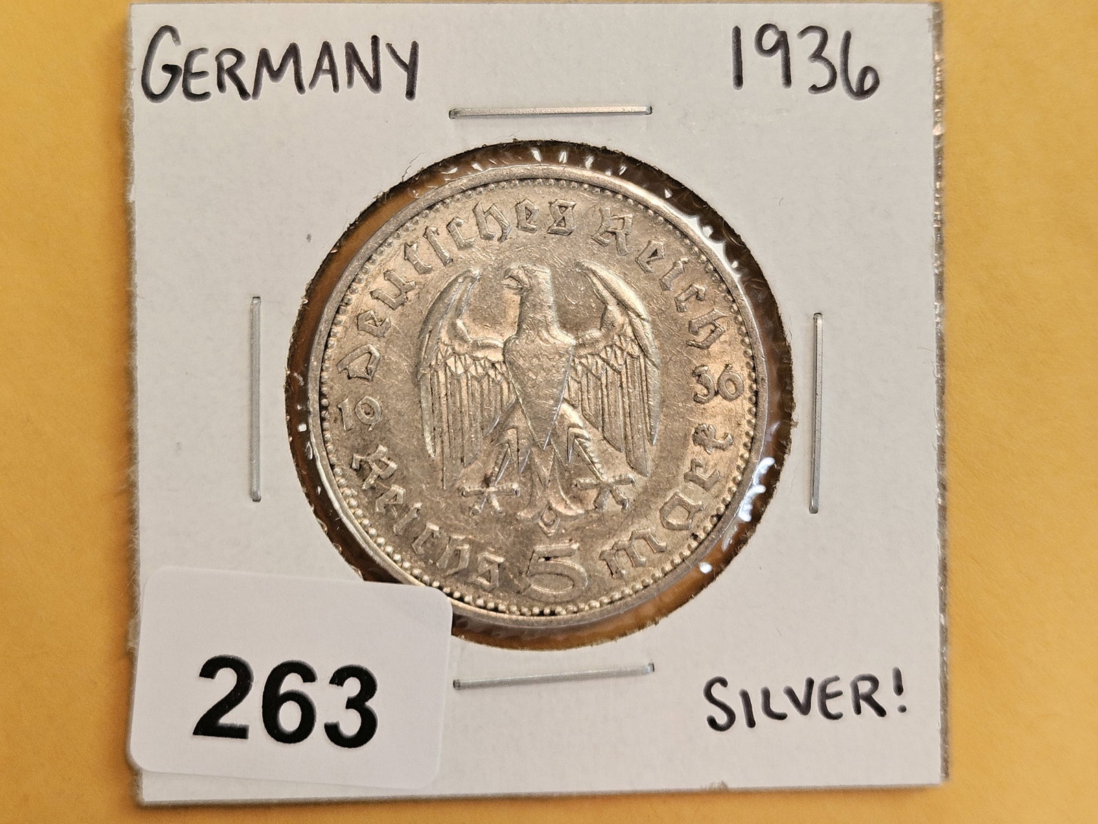 1936 Germany silver 5 marks - 2