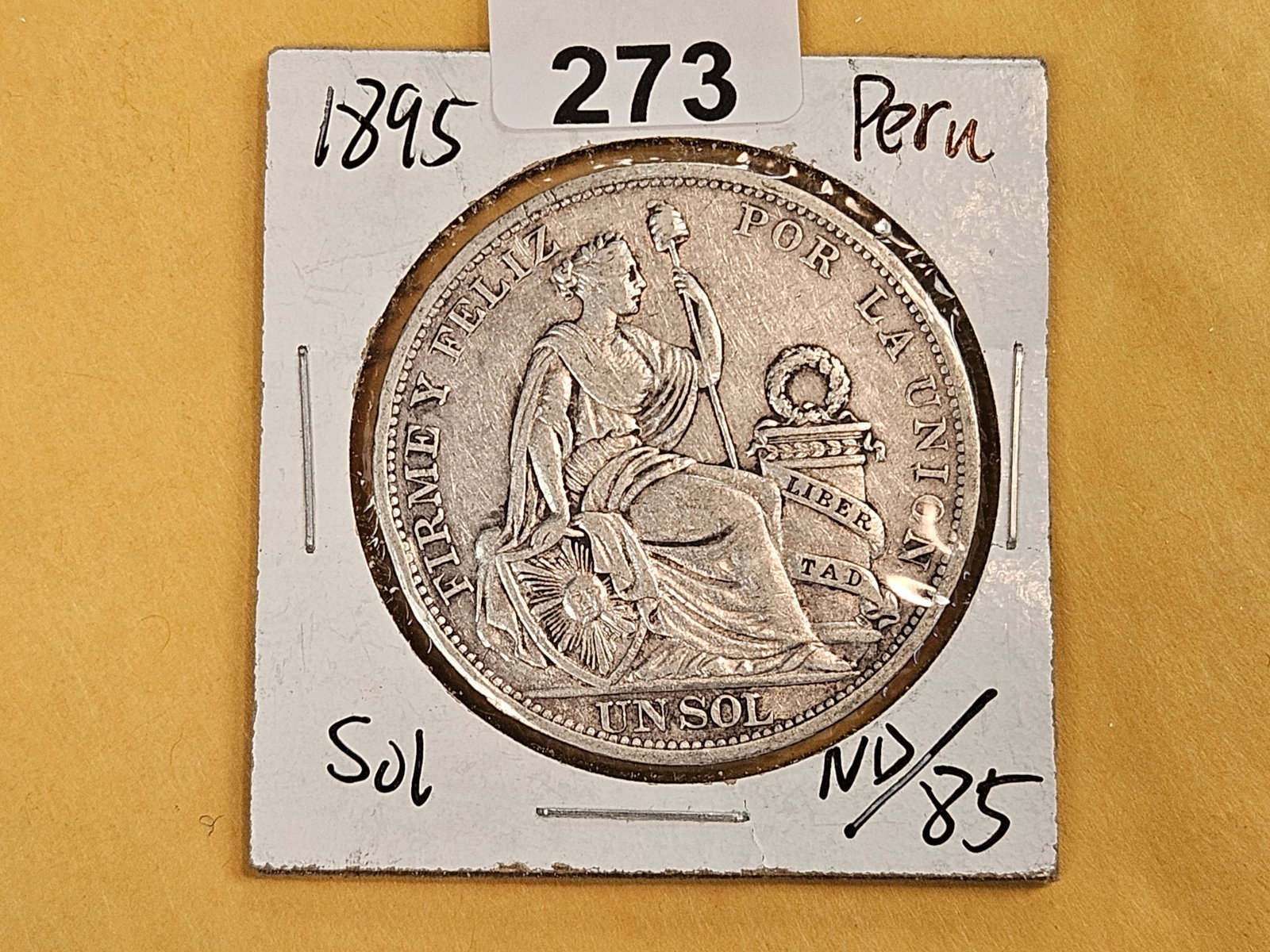 1895 Peru silver un sol - 2