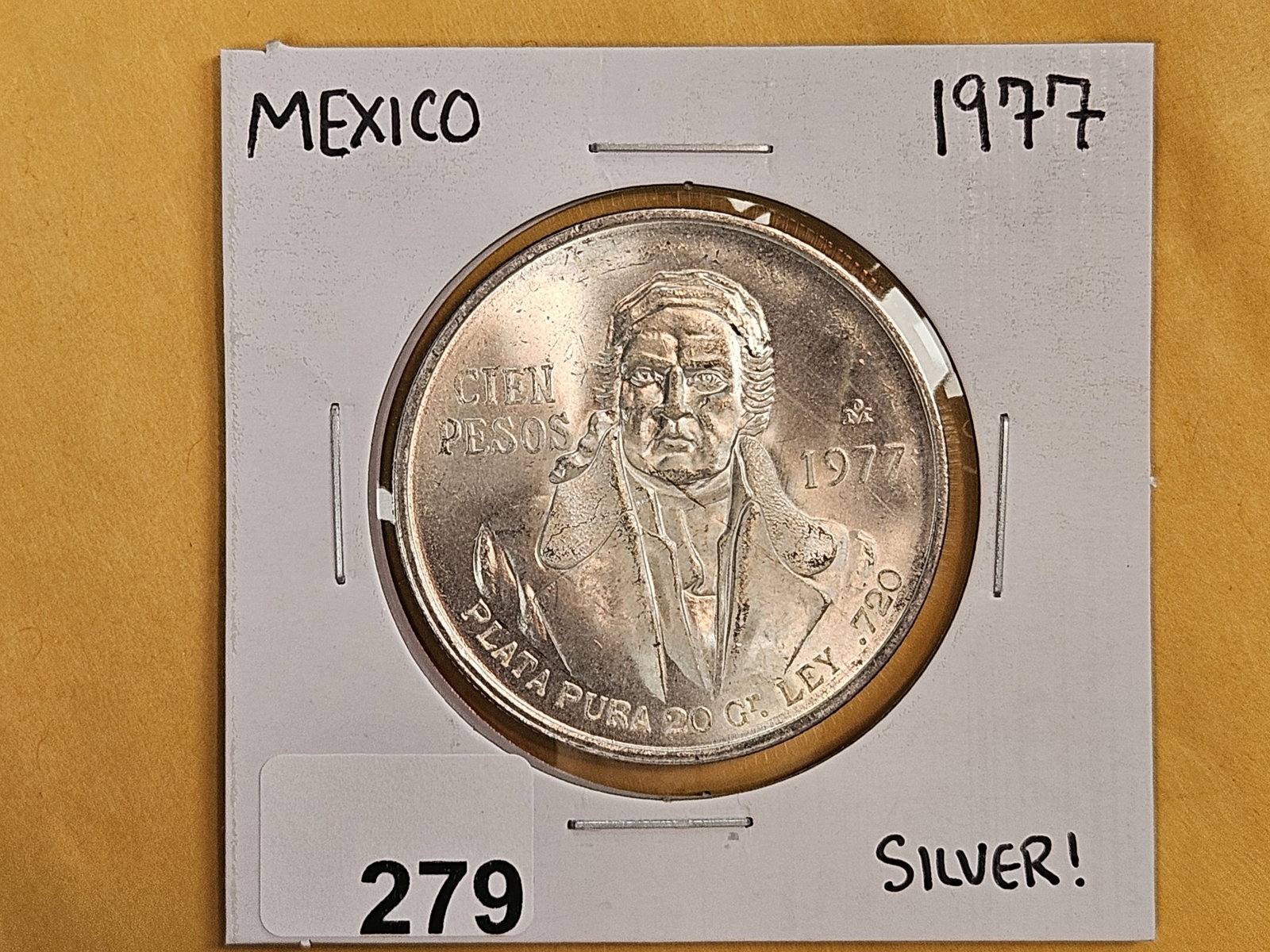 Brilliant Uncirculated 1977 Mexico silver 10 pesos - 2