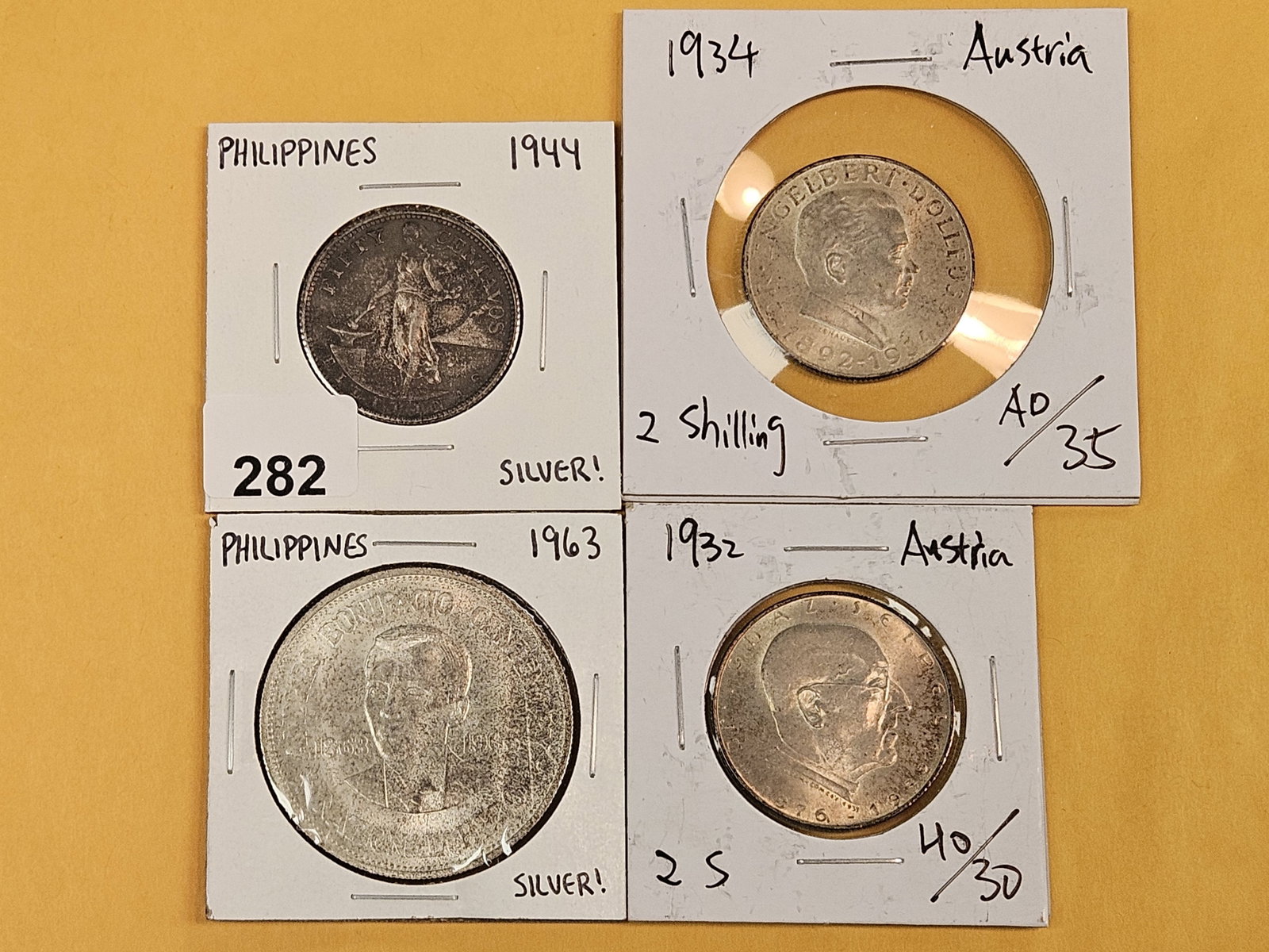 Four more mixed, silver, World coins - 2