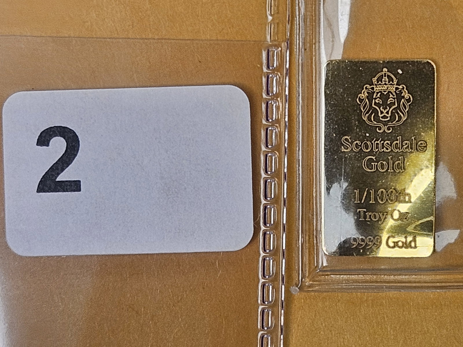 GOLD! Scottsdale Mint .9999 fine Gold Bar: Weighs 1/100th troy ounce