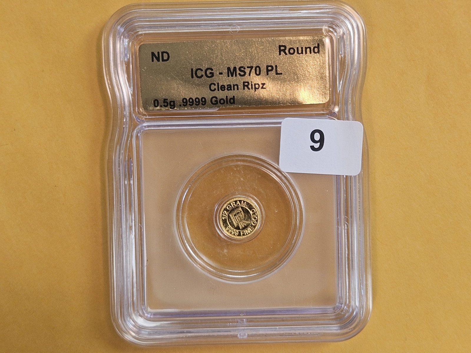 GOLD! ICG Prooflike Clean Ripz .9999 Fine Gold art round in Mint State 70 Prooflike - 2
