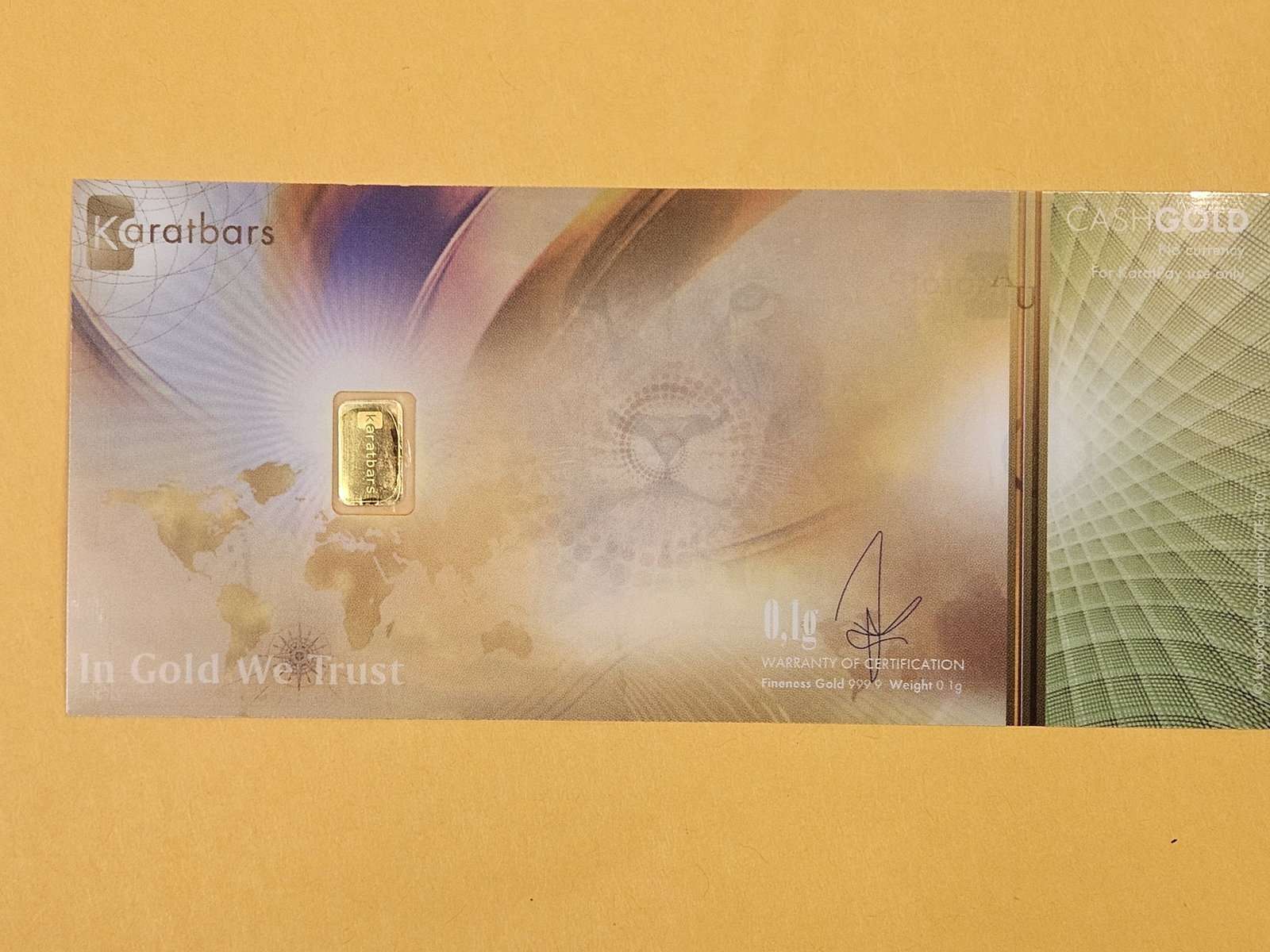 GOLD! KaratPay .9999 fine Gold Bar - 3