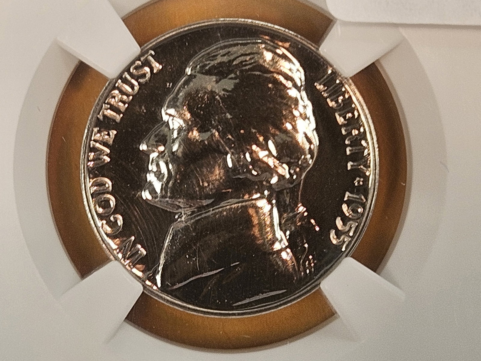 NGC 1955 Jefferson Nickel in Proof 69: Purt near perfect!
