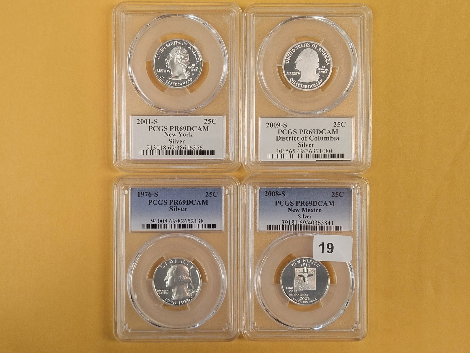 Four, PCGS-graded, SILVER Washington Quarters in Proof 69 Deep Cameo (1 of 2)