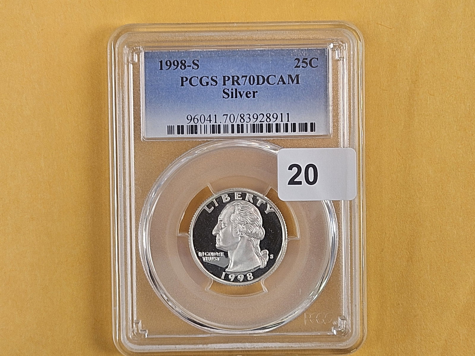 PERFECT! PCGS 1998-S Washington Silver Quarter in Proof 70 Deep Cameo - 2