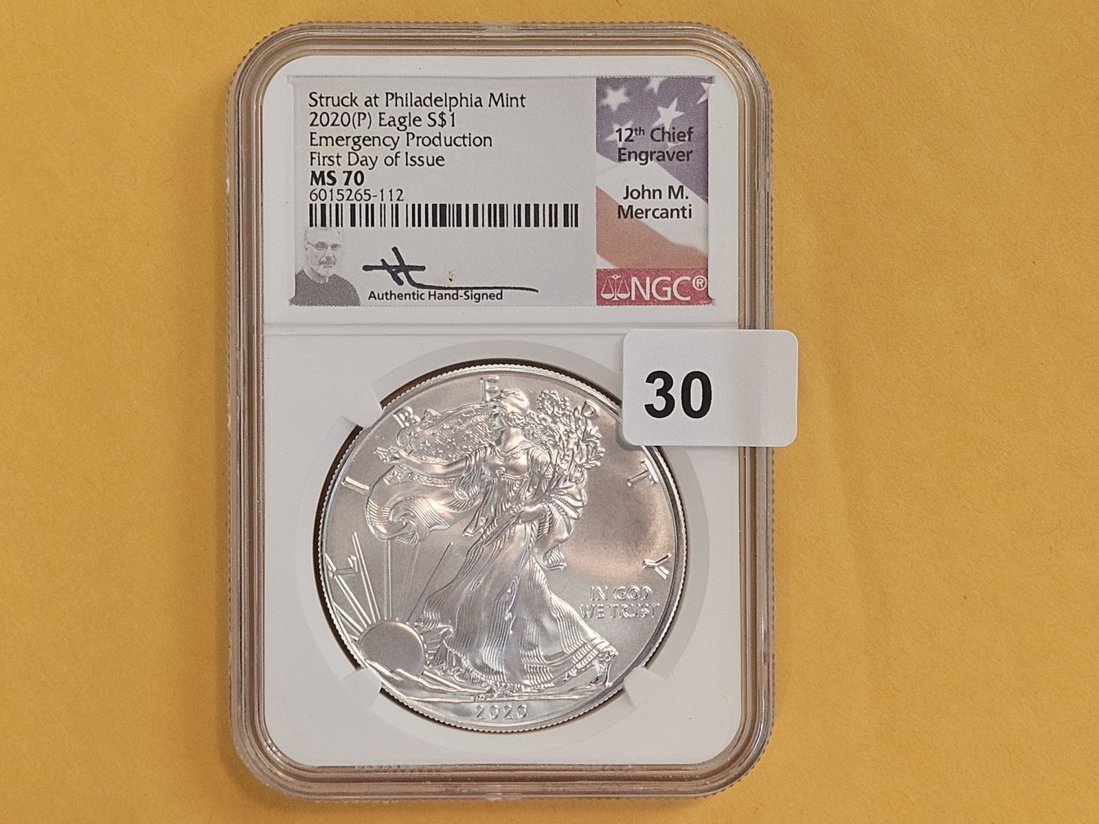 PERFECT! NGC 2020 American Silver Eagle in Mint State 70: PERFECT GRADE!