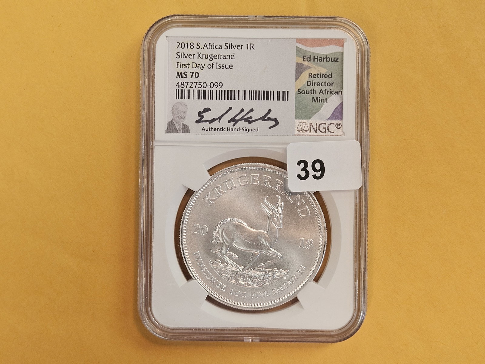 PERFECT! NGC 2018 South Africa Silver 1 Rand in Mint State 70: PERFECT GRADE!