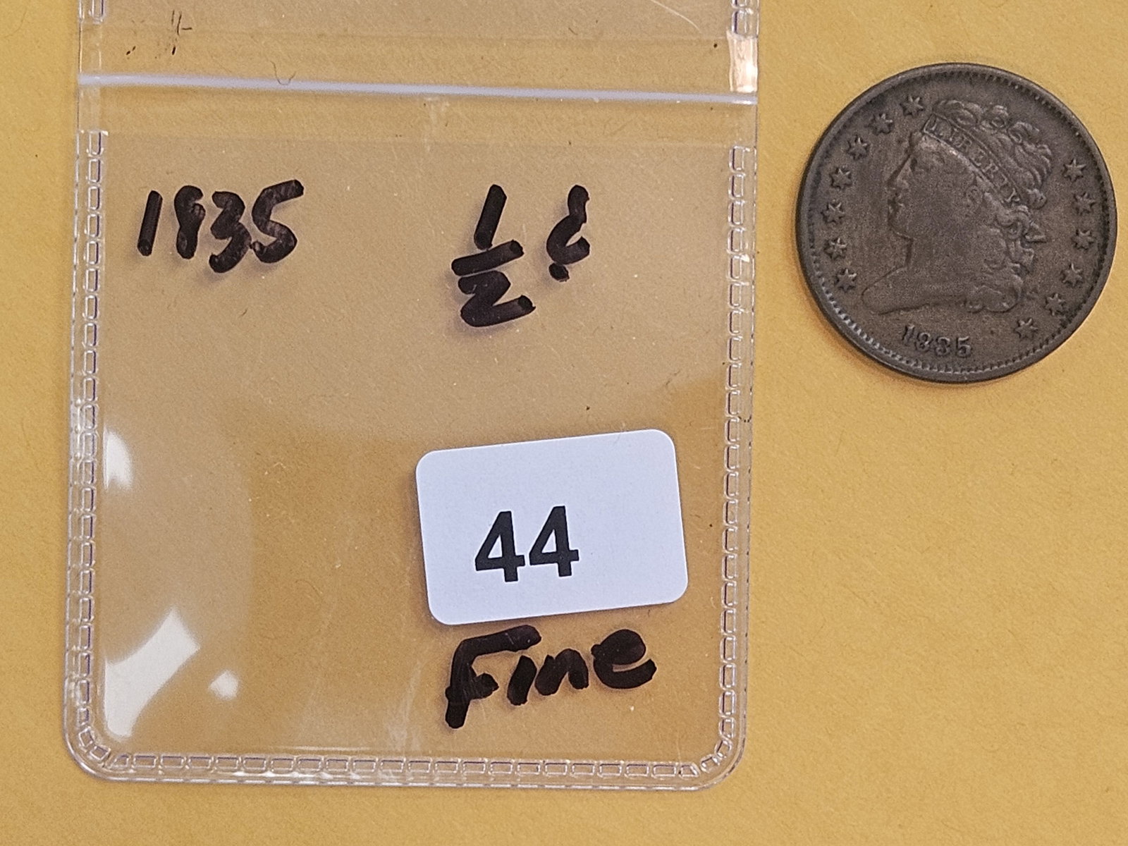 1835 Classic Head Half Cent in Fine - 2