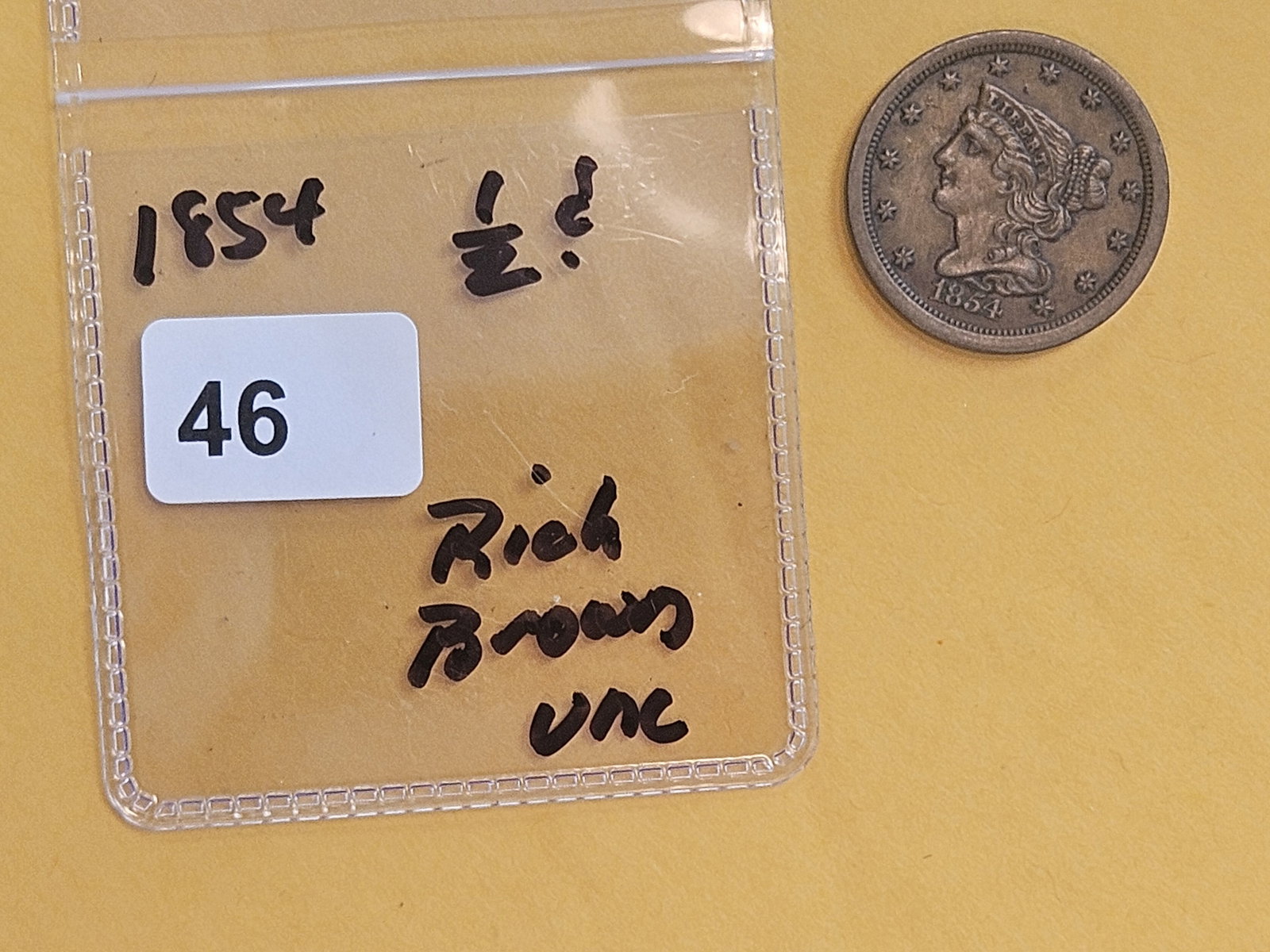 1854 Braided hair Half Cent in UNCIRCULATED! - 2