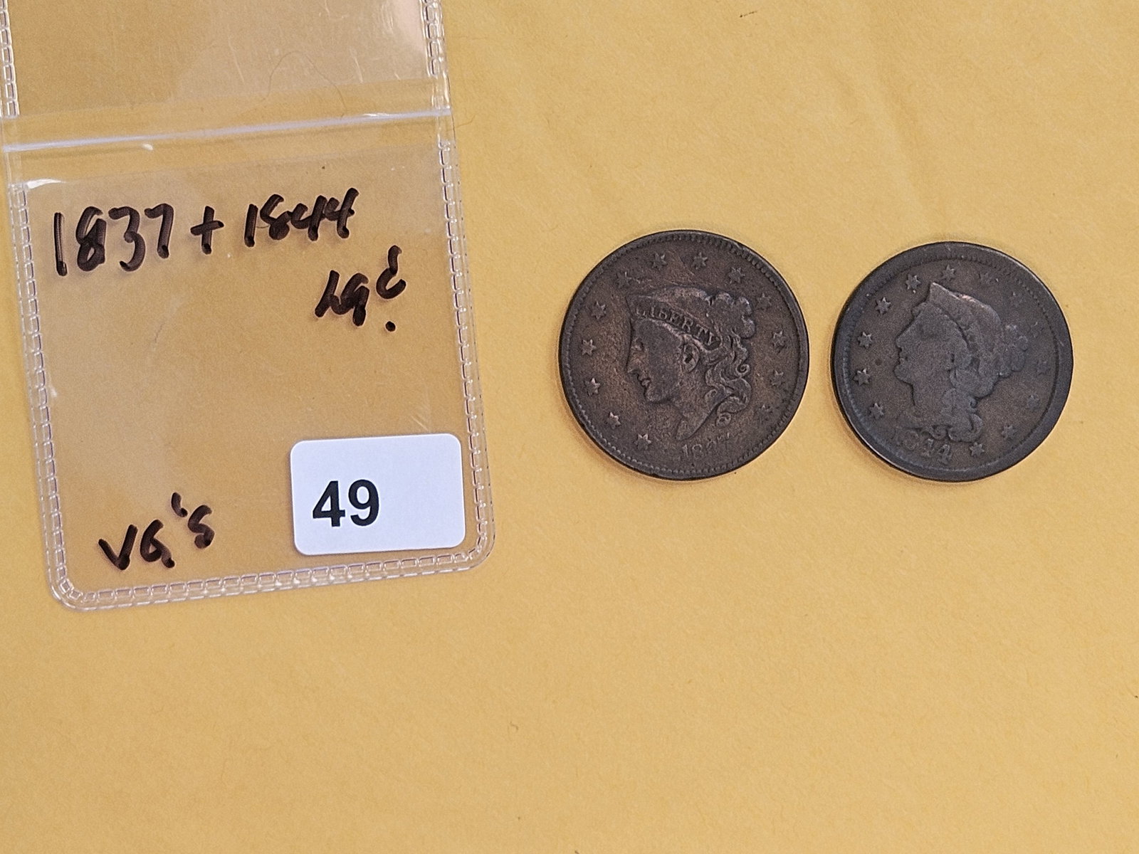 1837 and 1844 Large Cents - 2