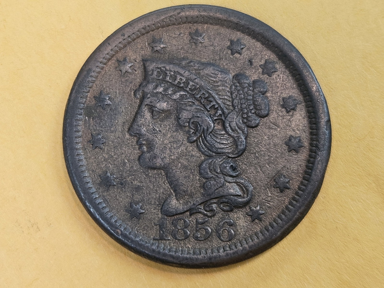 1856 Braided Hair Large Cent: In Very Fine - 30