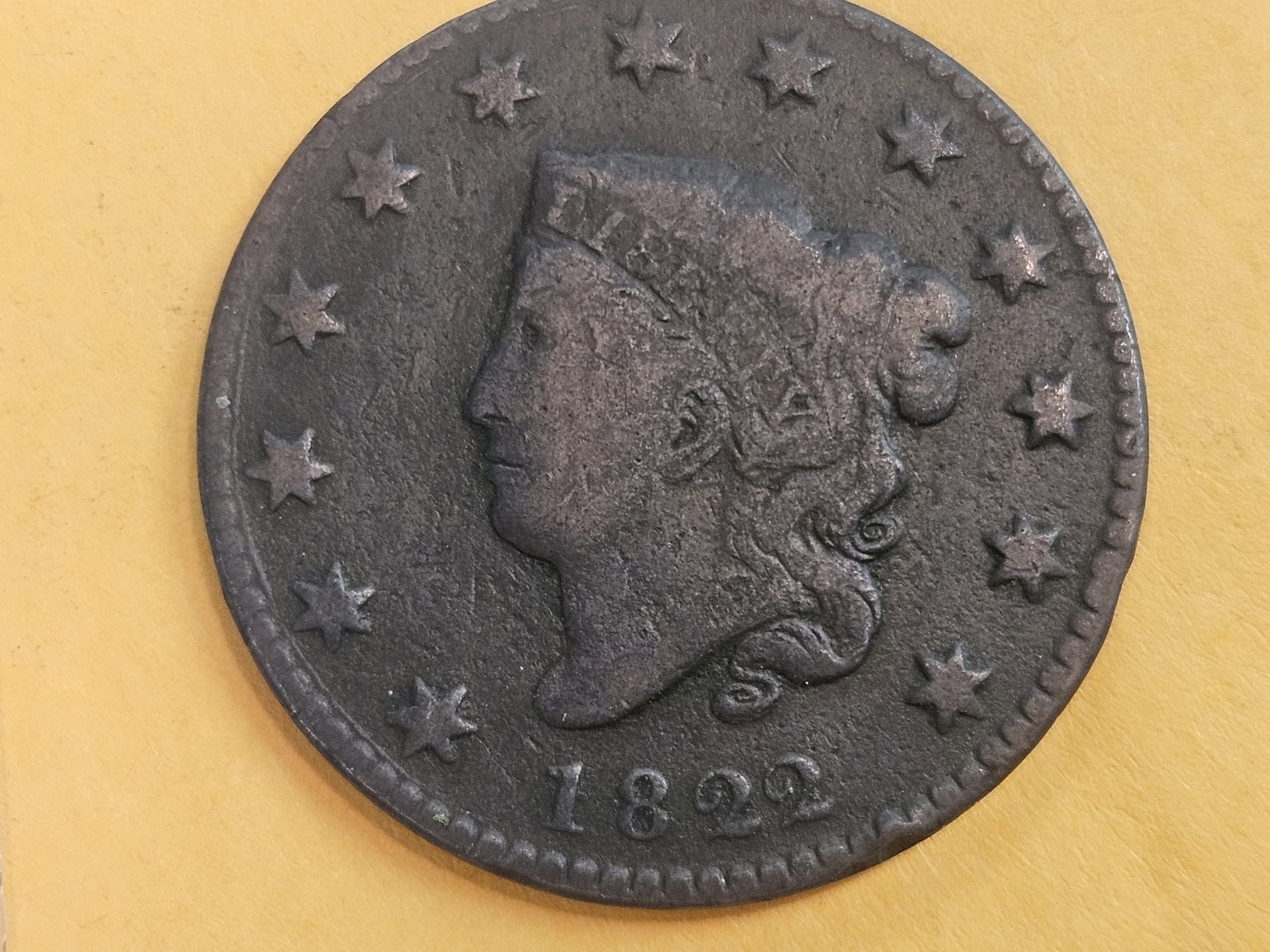 1822 Coronet Head Large Cent in Very Good - 3