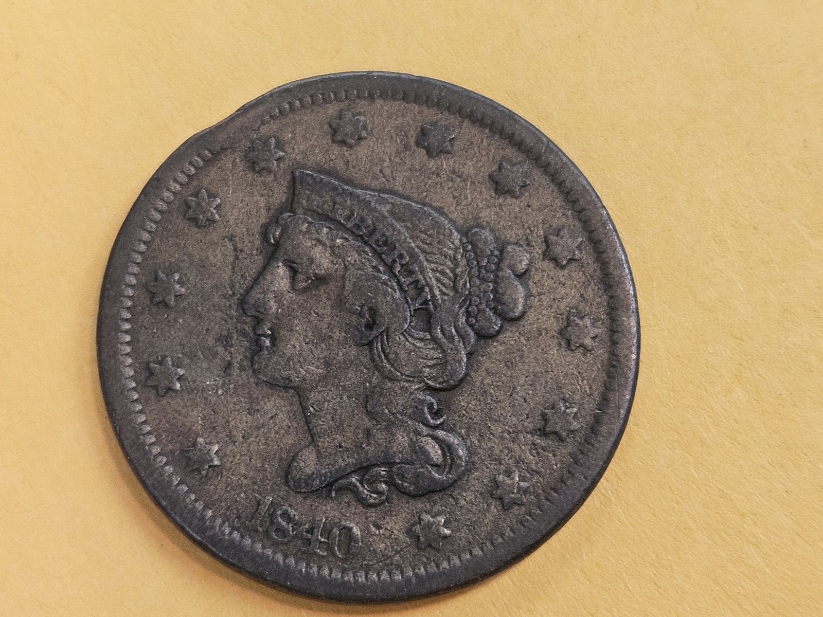 1840 Braided Hair large cent: In Very Good