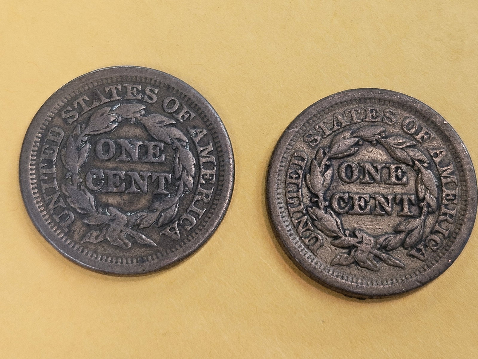 1850 and 1851 Braided Hair Large cents - 4
