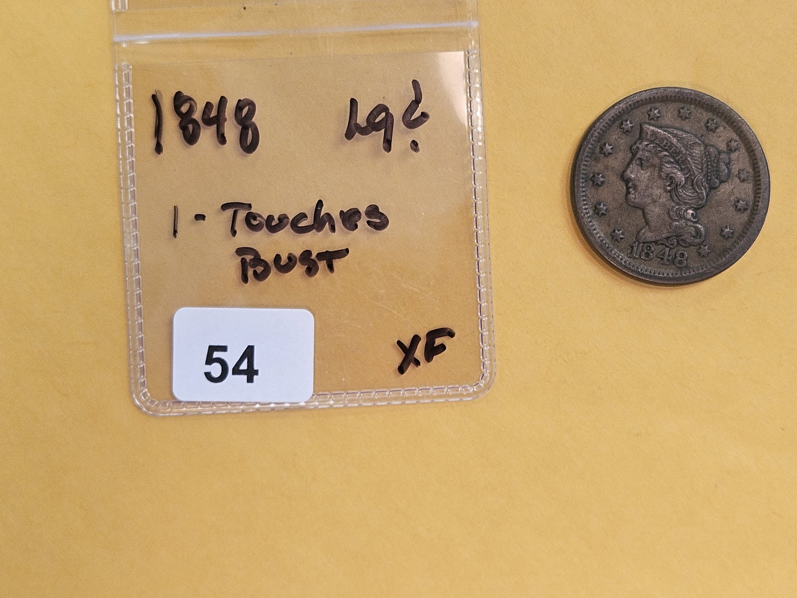 1848 Braided Hair large cent in Extra Fine - 2