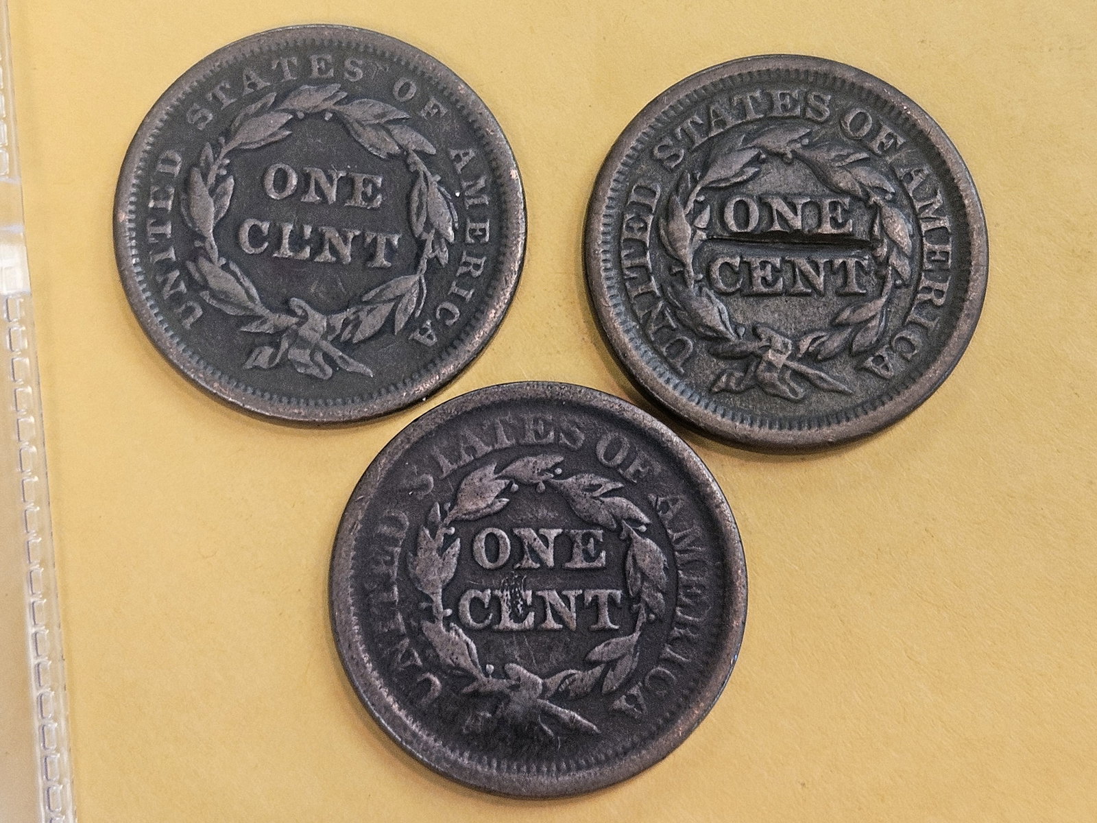 1843, 1847 and 1852 Braided Hair Large Cents - 4