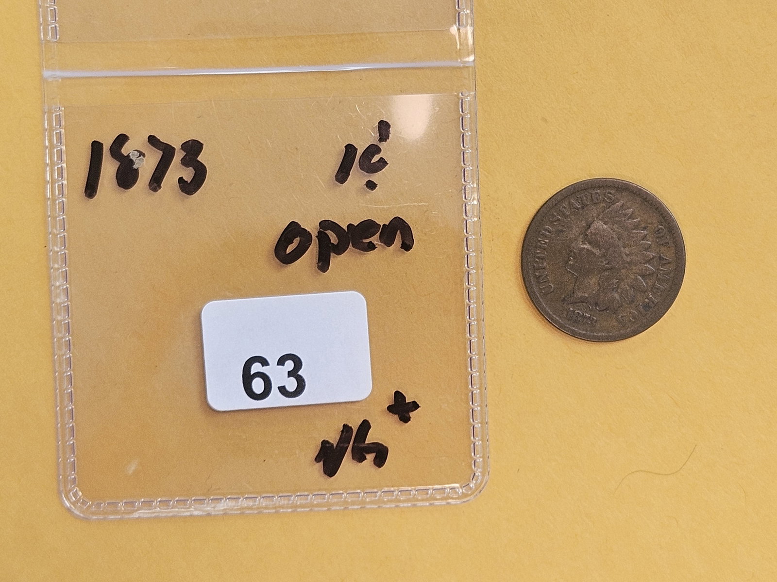 1873 Open Three Indian Cent - 2
