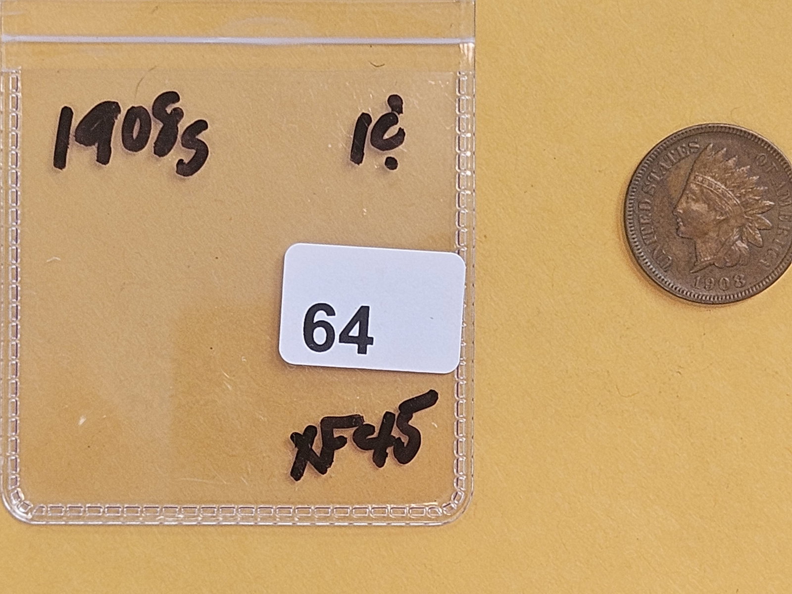 Semi-Key 1908-S Indian Cent in Extra Fine - 45 - 2