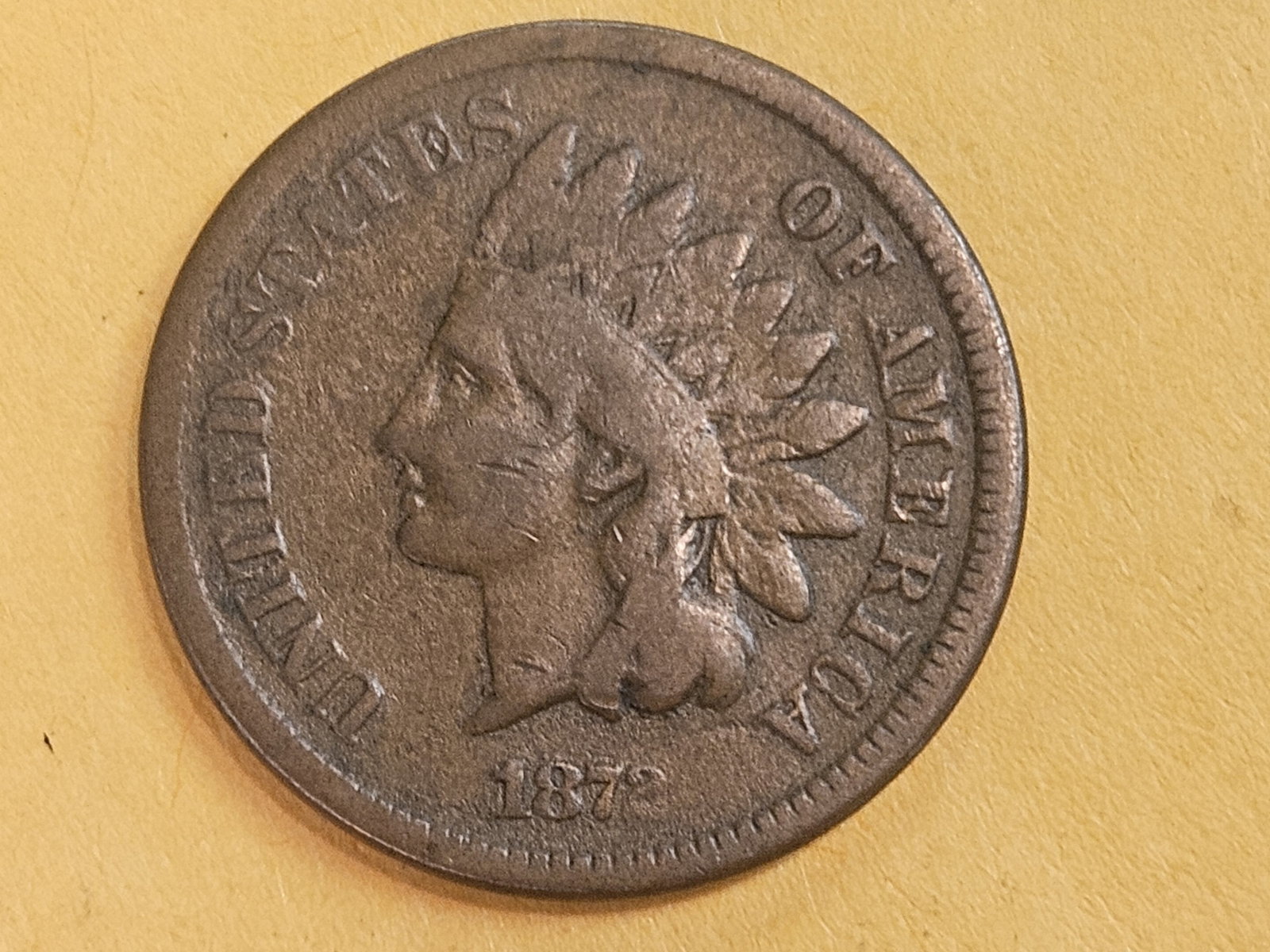 Semi-key 1872 Indian cent in Fine: Nice color