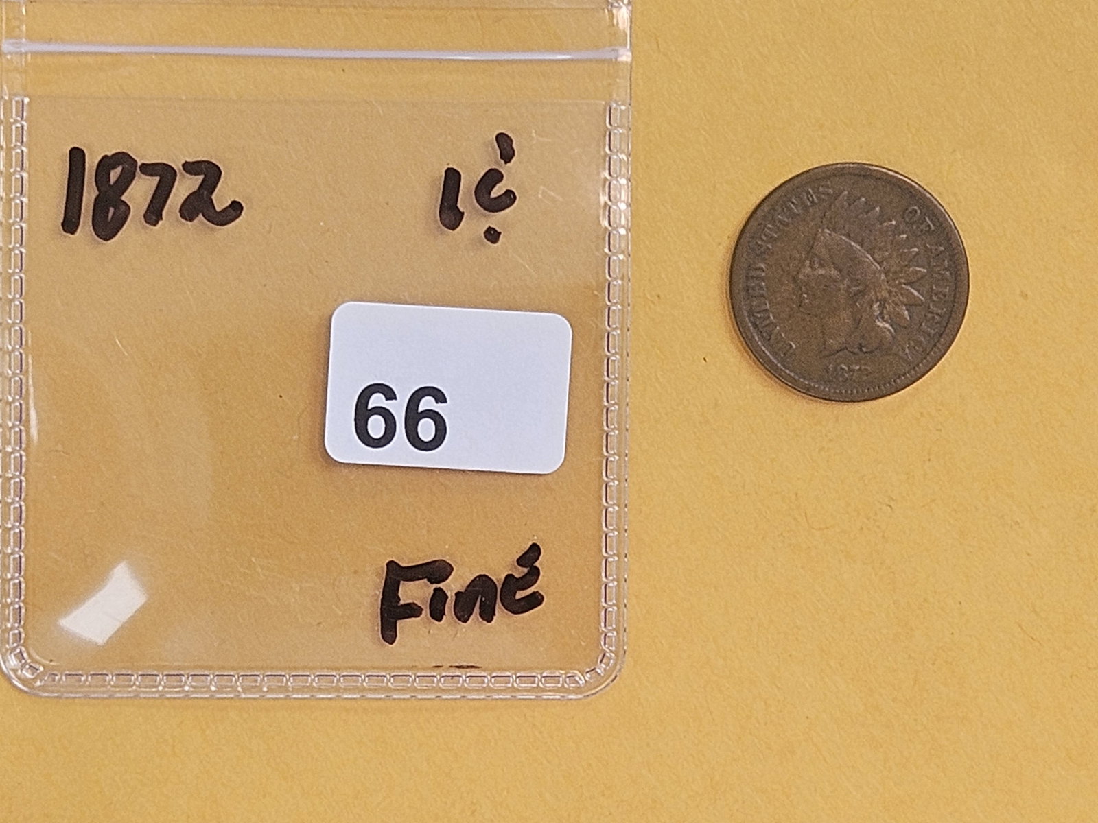 Semi-key 1872 Indian cent in Fine - 2
