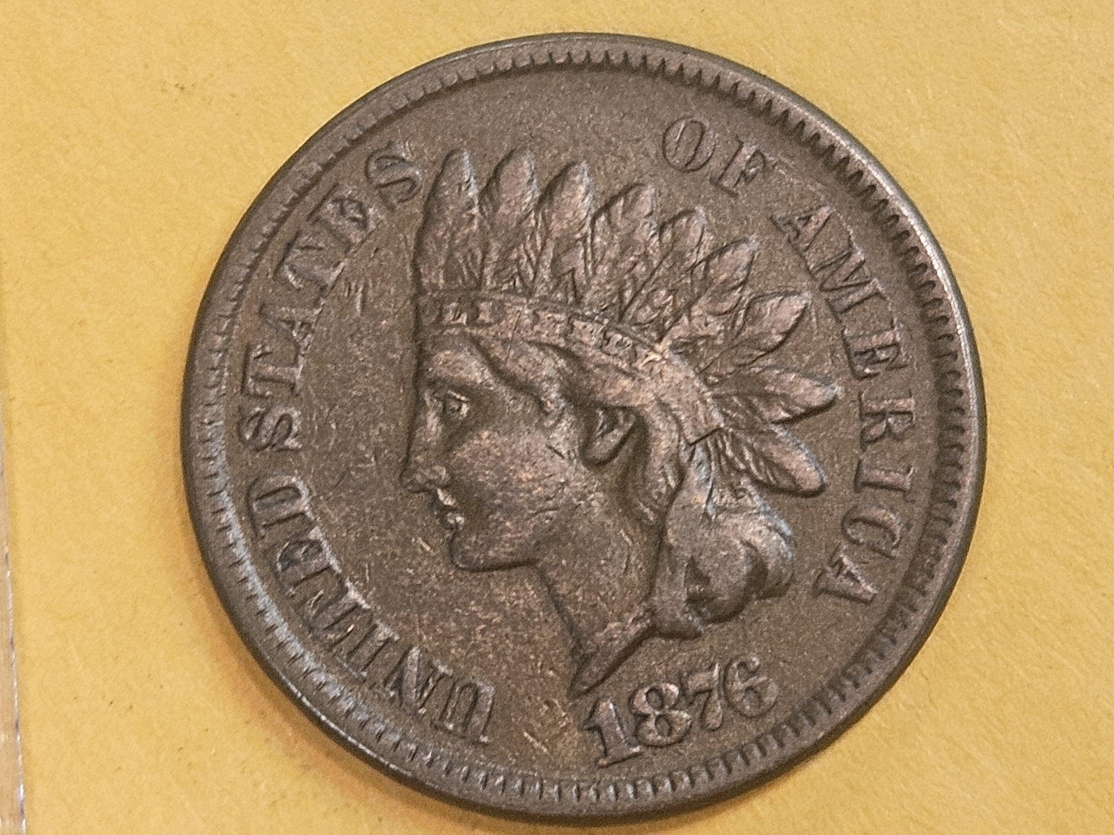 Better date 1876 Indian Cent: In Very Fine
