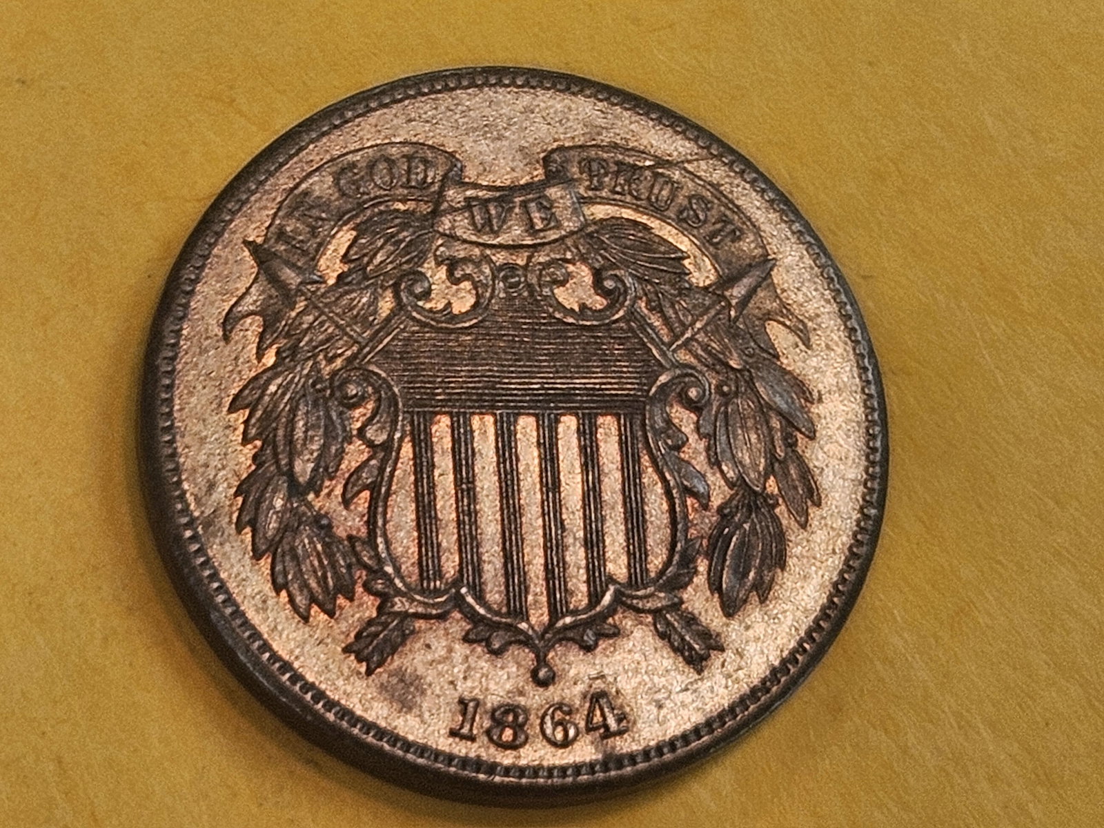 Nice 1864 Two Cent piece in About Uncirculated - 58 - 3