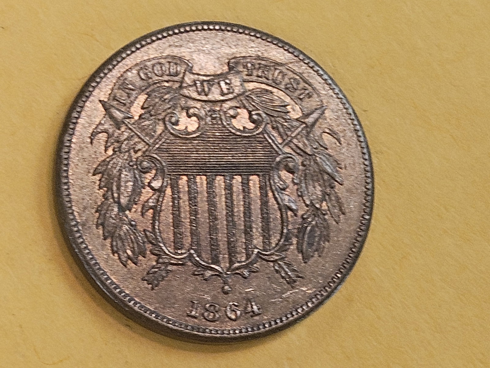 Nice 1864 Two Cent piece in About Uncirculated - 58 - 4