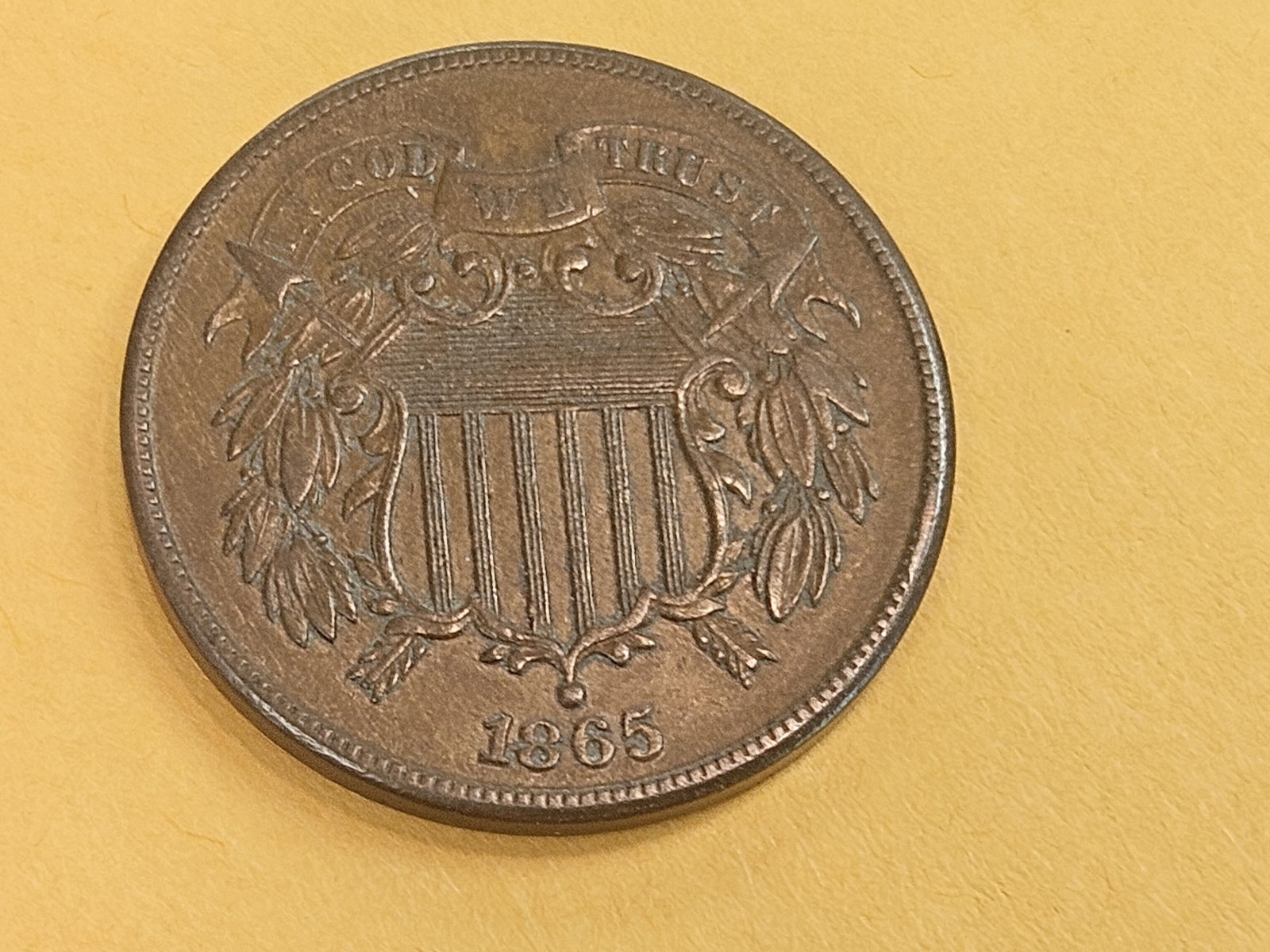Choice Uncirculated 1865 Two Cent piece - 3